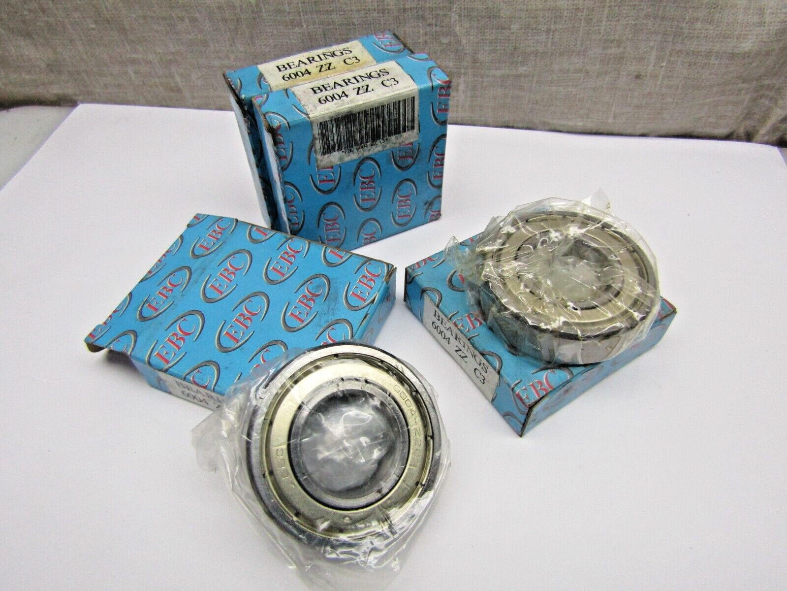 (Lot of 4) EBC 6004-ZZ C3 20mm X 42mm X 12 mm Metal Shielded Bearing