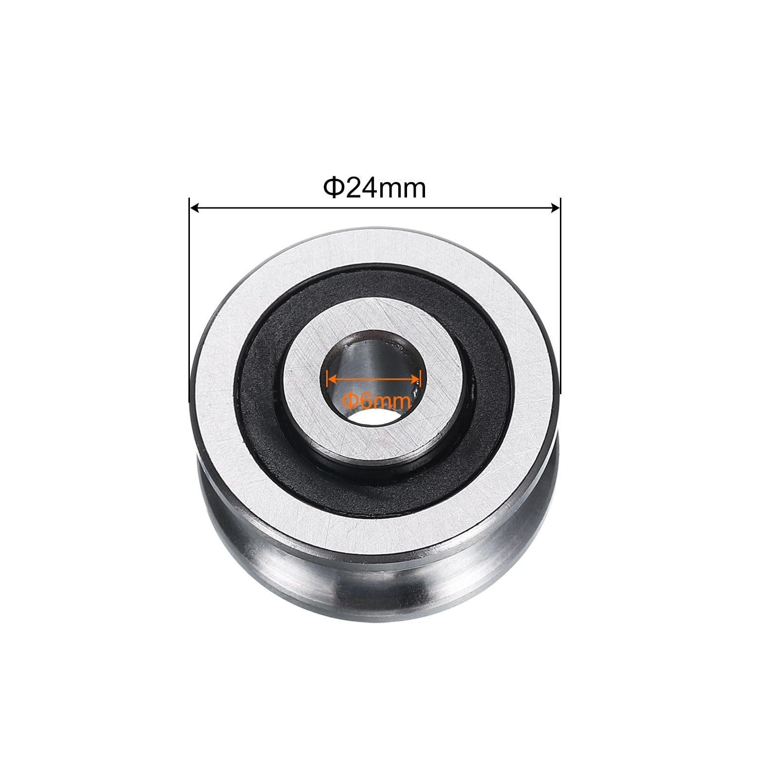 uxcell 8pcs SG20 U Groove Track Guide Bearing 6x24x11mm U SG20, silver