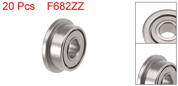 20pcs F682ZZ Flanged Ball Bearing 2x5x2.3mm Shielded Chrome Bearings