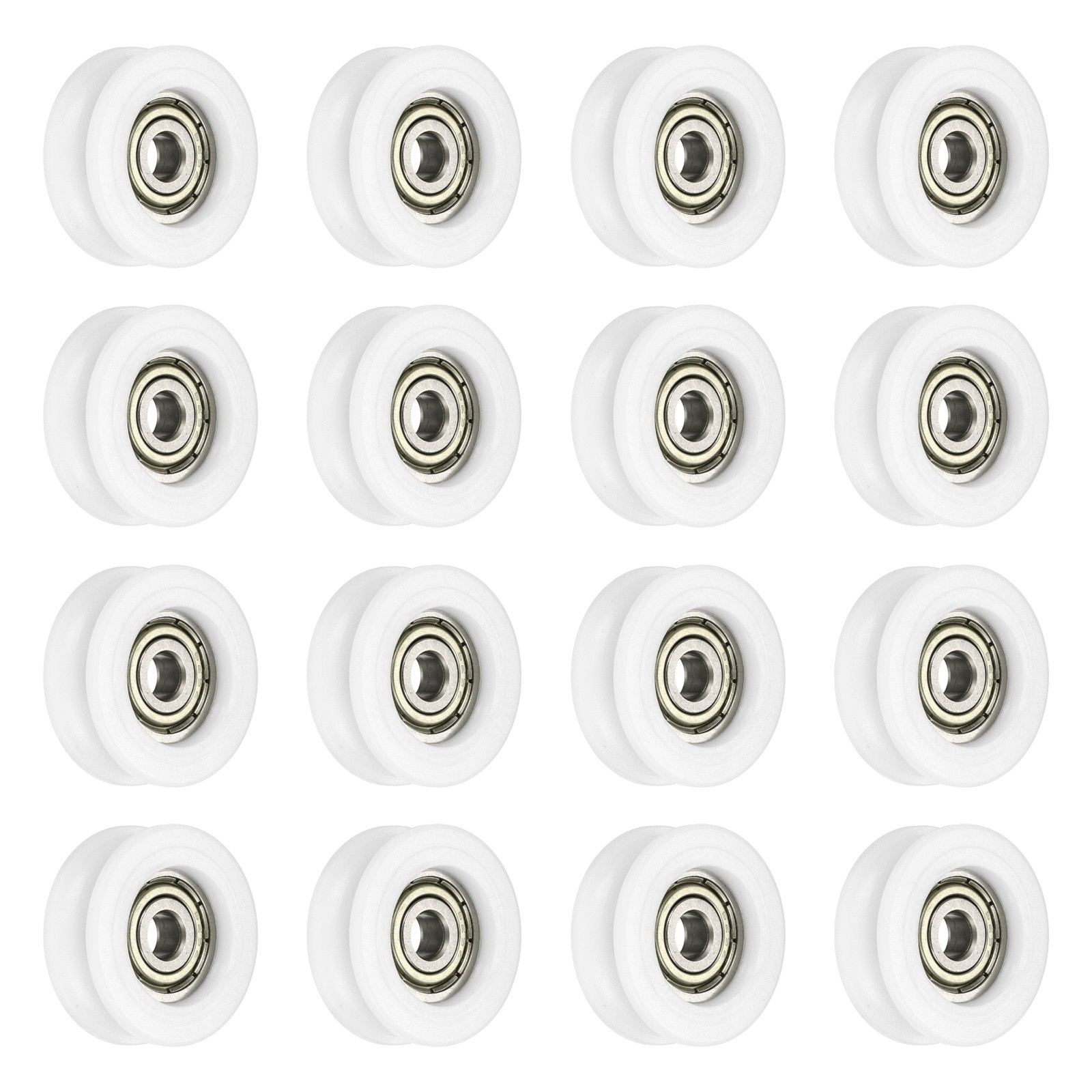 16 Pcs White Groove Nylon Plastic Guide Bearing 5x26x9mm Pulley Roller
