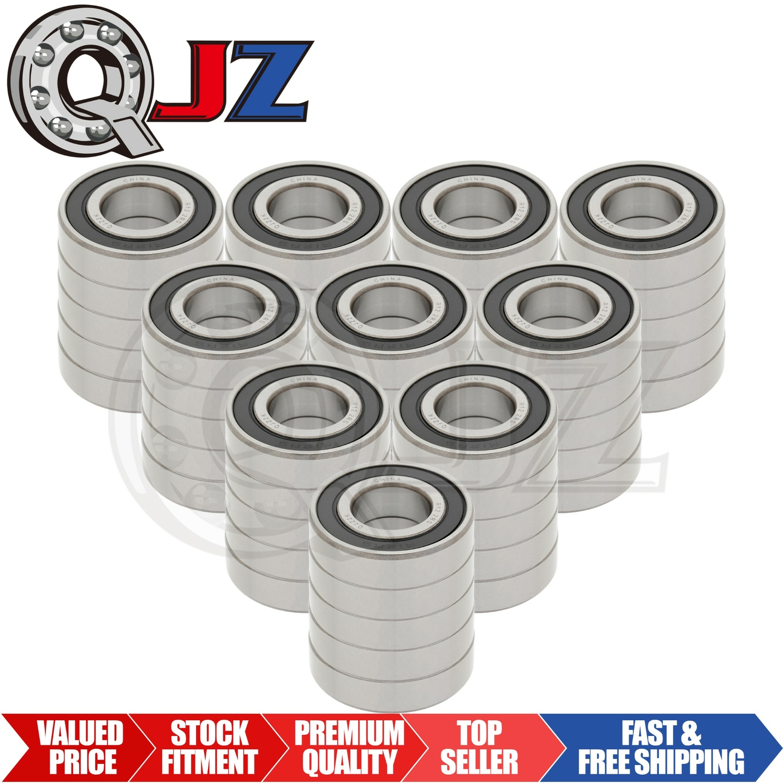 [50-Pack] New R12-2RS Radial Ball Bearing [0.75in Bore x 1.625in OD x 0.438in W]