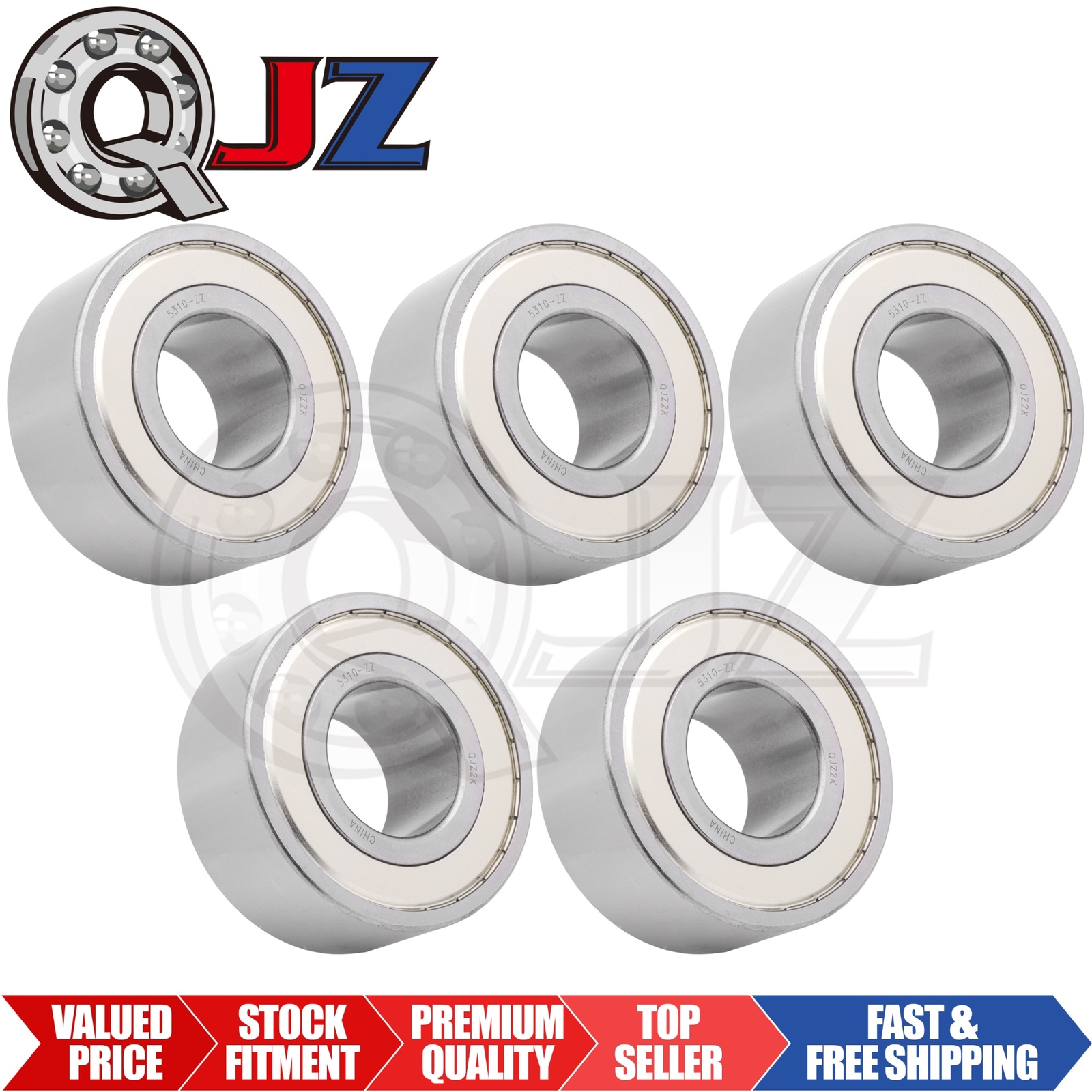 [Qty.5] 5310-ZZ Angular Contact Ball Bearing [50mm Bore x 110mm OD x 44.4mm W]