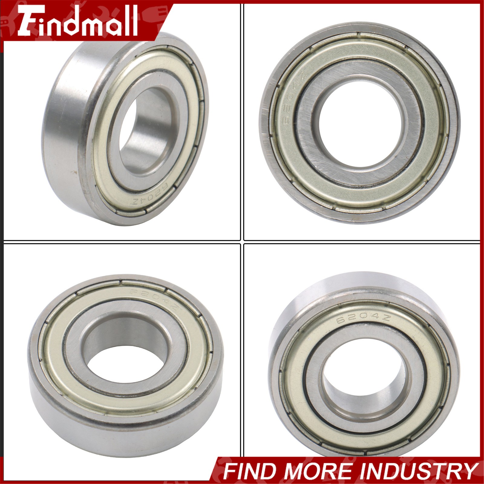 Findmall 10 Pcs 6204 ZZ Bearings 20x47x14mm Metal Shielded Deep Groove