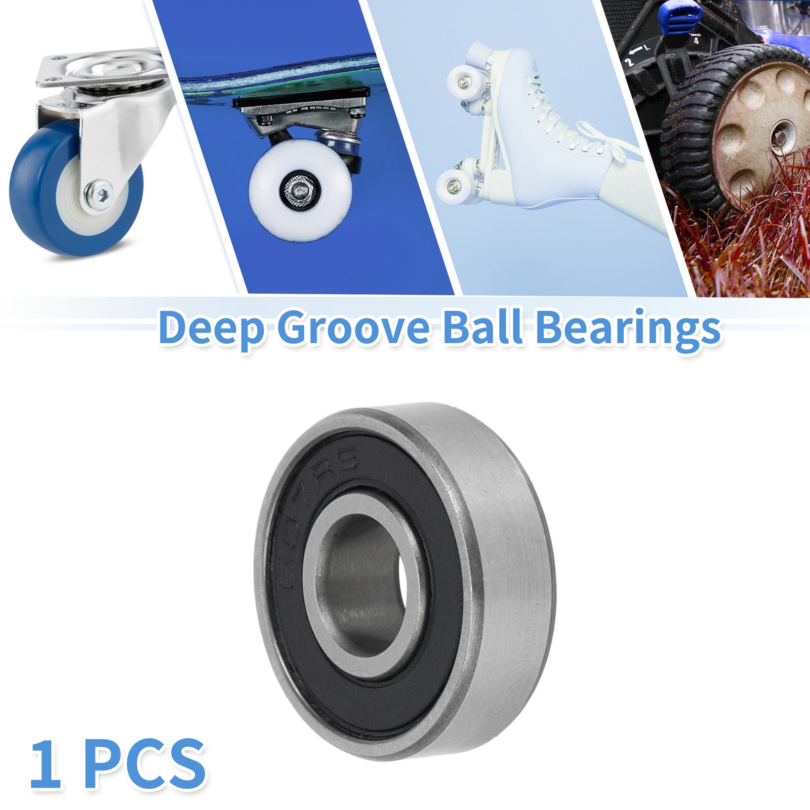 607-2rs Deep Groove Ball Bearings 7x19x6mm 1 Pc Scooter Skateboard Wheel
