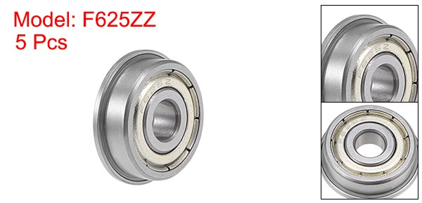 F625ZZ Flange Ball Bearing 5x16x5mm Shielded Chrome Bearings 5pcs
