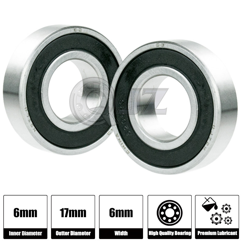 2x 606-2RS Ball Bearing 17mm x 6mm x 6mm 2RS RS QJZ Free Shipping Rubber