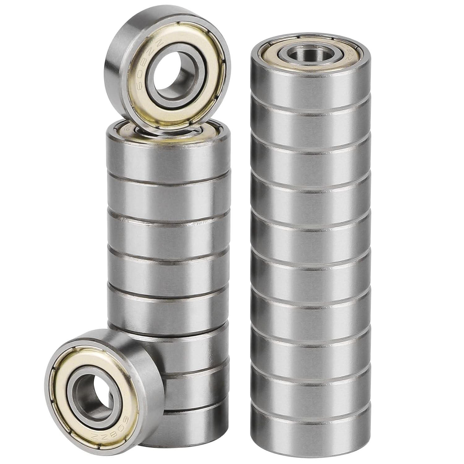 20pcs 608ZZ Bearings Set Deep Groove Ball Bearings for Skateboards Rollers