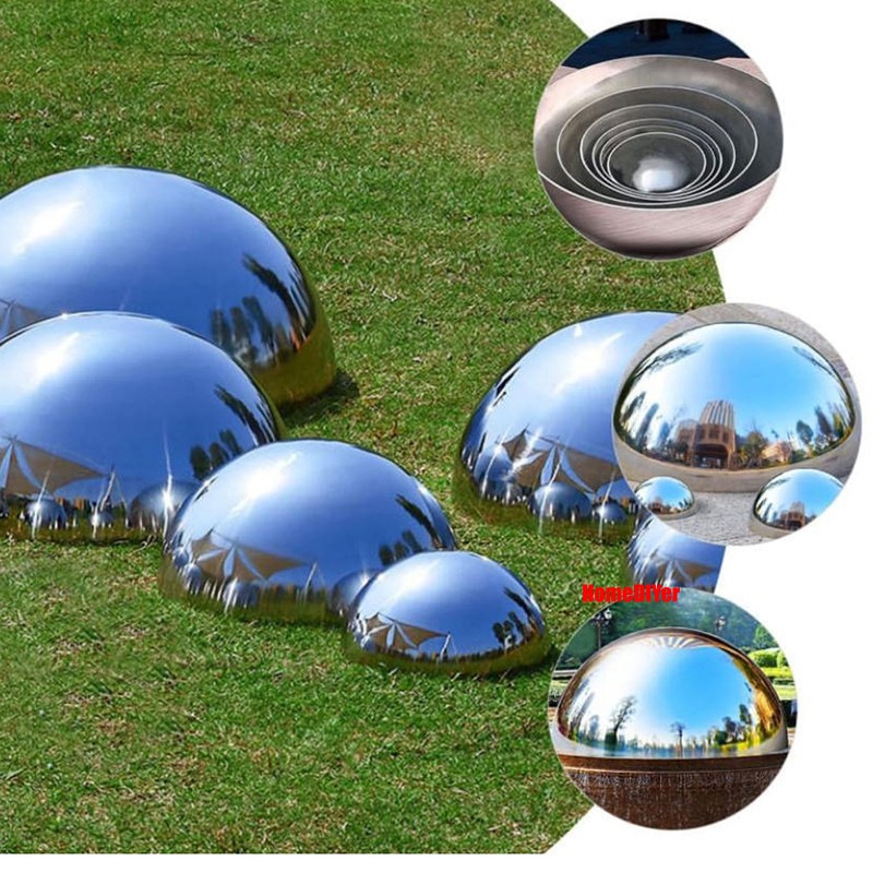 Stainless Steel Half Hollow Ball Sphere Hemisphere Mirror Gazing Ball 12.7-300mm