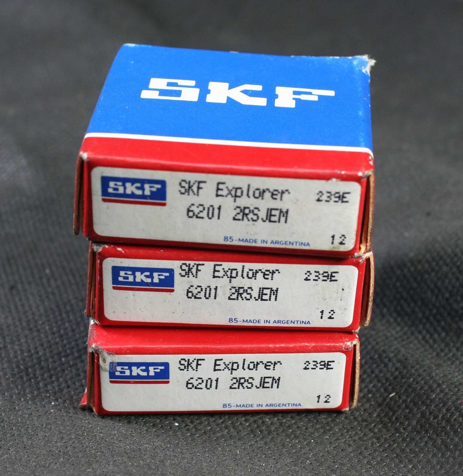 One (1) SKF 6201 2RSJEM Deep Groove Bearing 12 MM ID Argentina NIB NEW