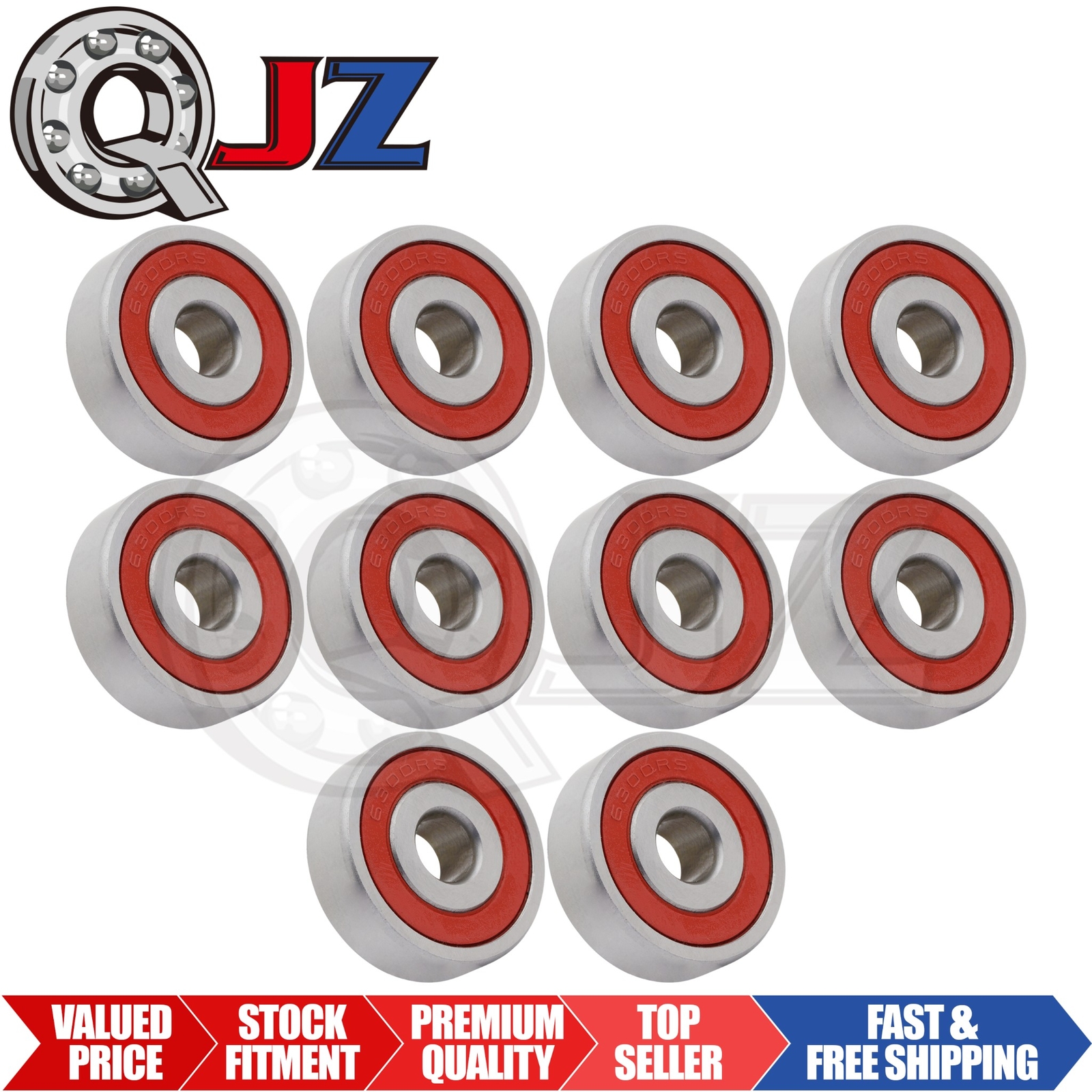 [Qty.10] 6300-2RS Deep Groove/Radial Ball Bearing [10mm Bore x 35mm OD x 11mm W]