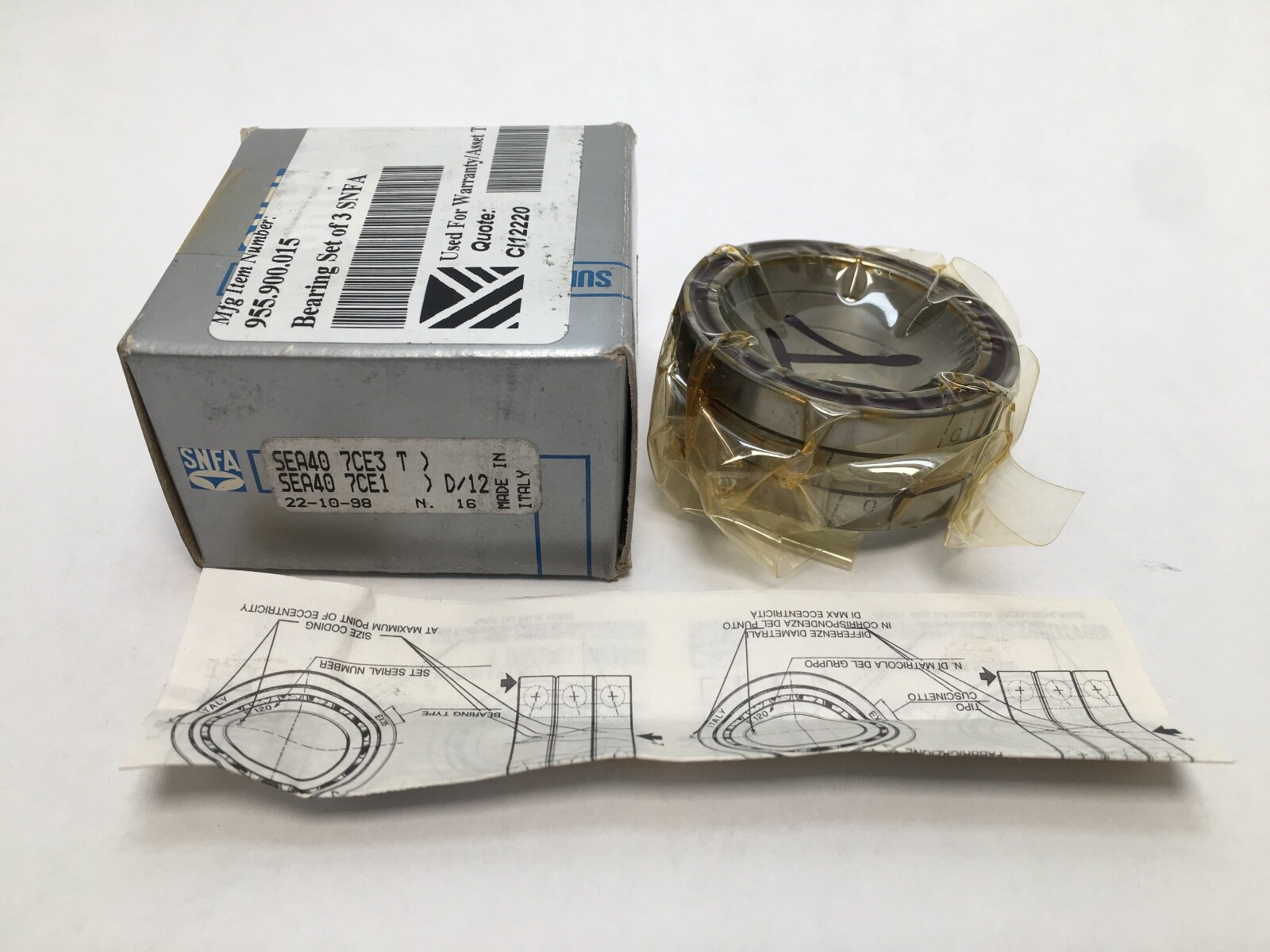 SNFA EX40-7CE13TD Bearing 40x68x15 mm 7008 EX40-7-CE-3-T/TD ABEC7 Italy 3 Pcs