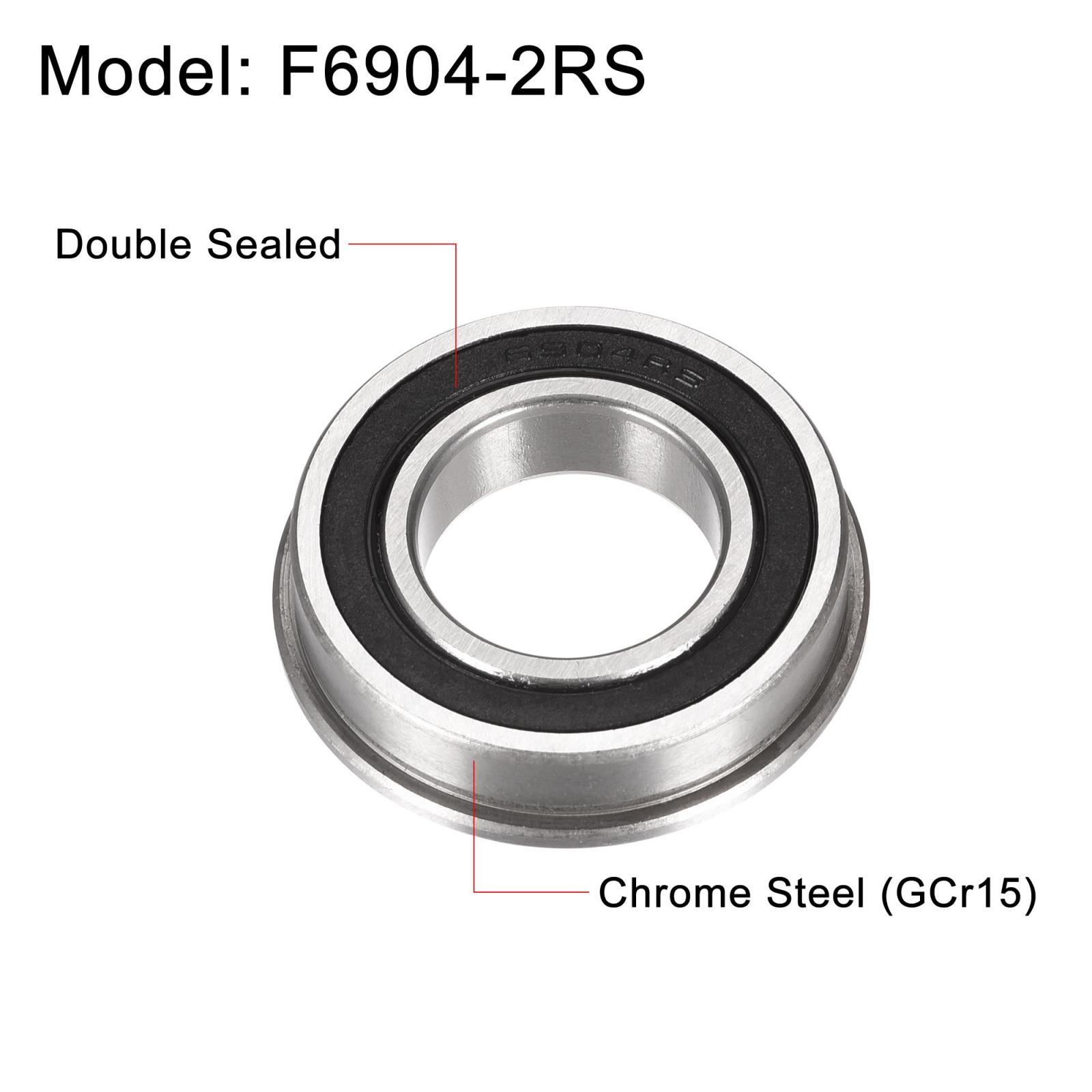 F6904-2RS Flange Ball Bearing 20x37x9mm Double Sealed Chrome Steel Bearing 2pcs