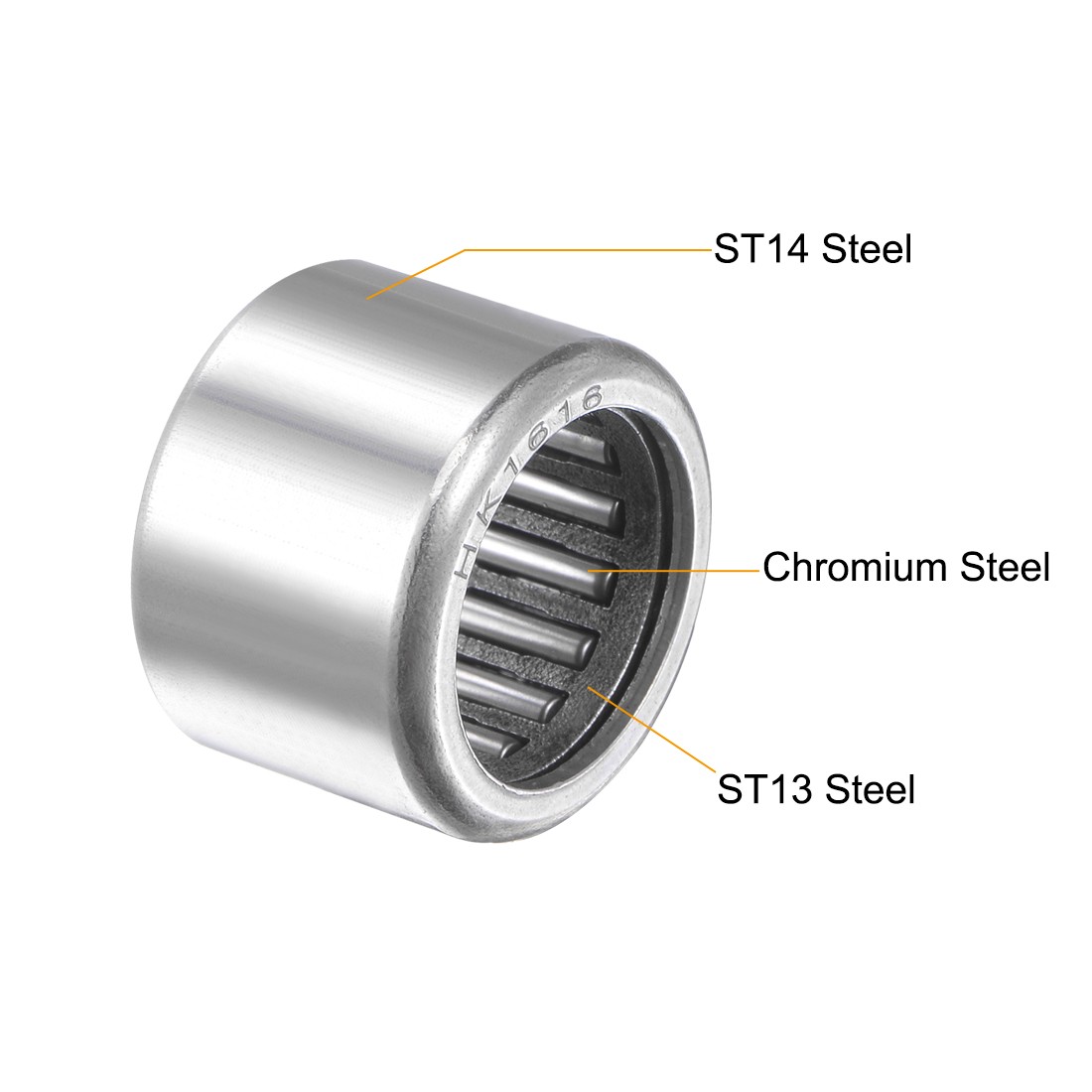 HK1616 Drawn Cup Needle Roller Bearings 16mm Bore, 22mm OD, 16mm Width 2pcs
