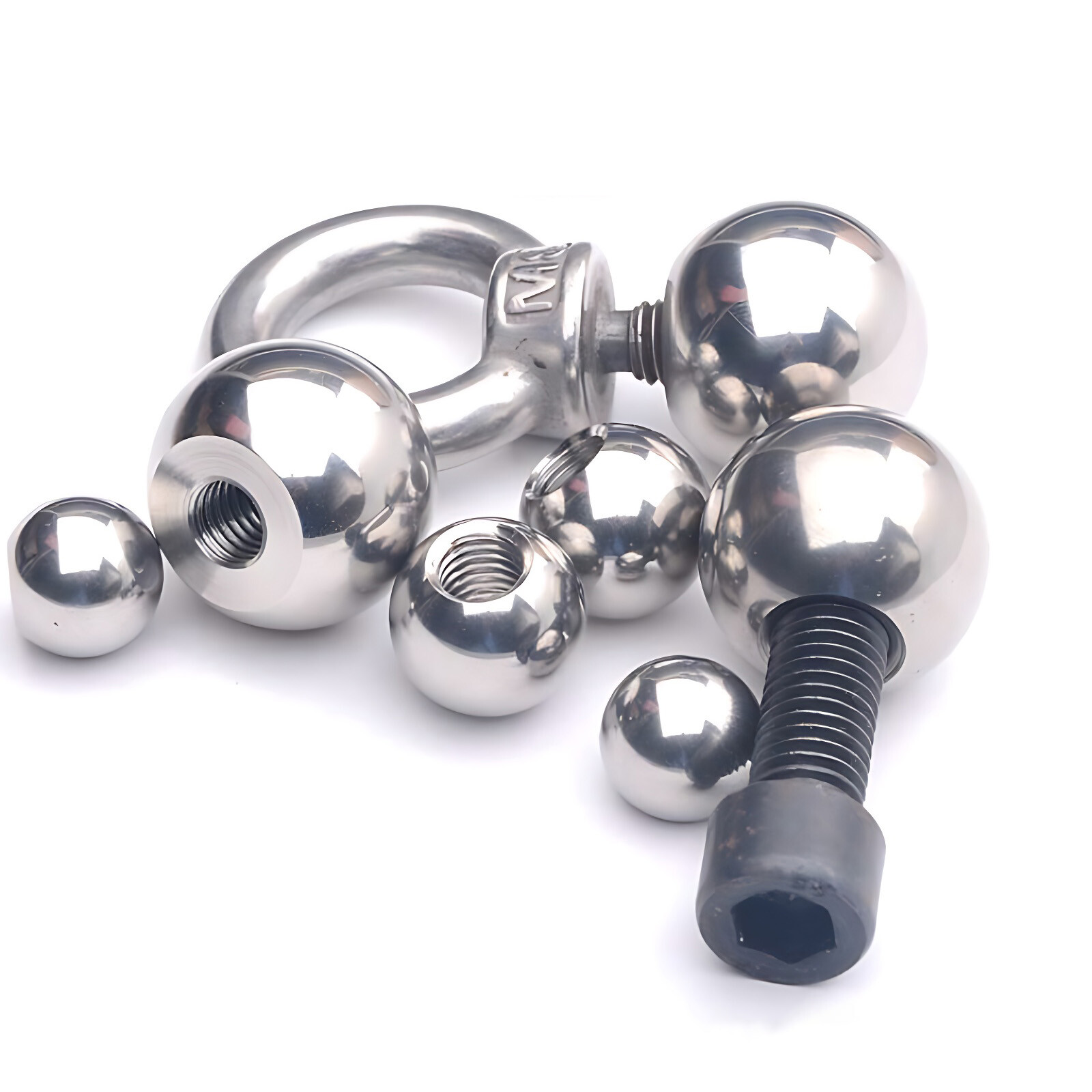 Stainless Steel Ball Bearing with Half Thread Ø 5-60mm Blind Hole Ball Knob Nuts