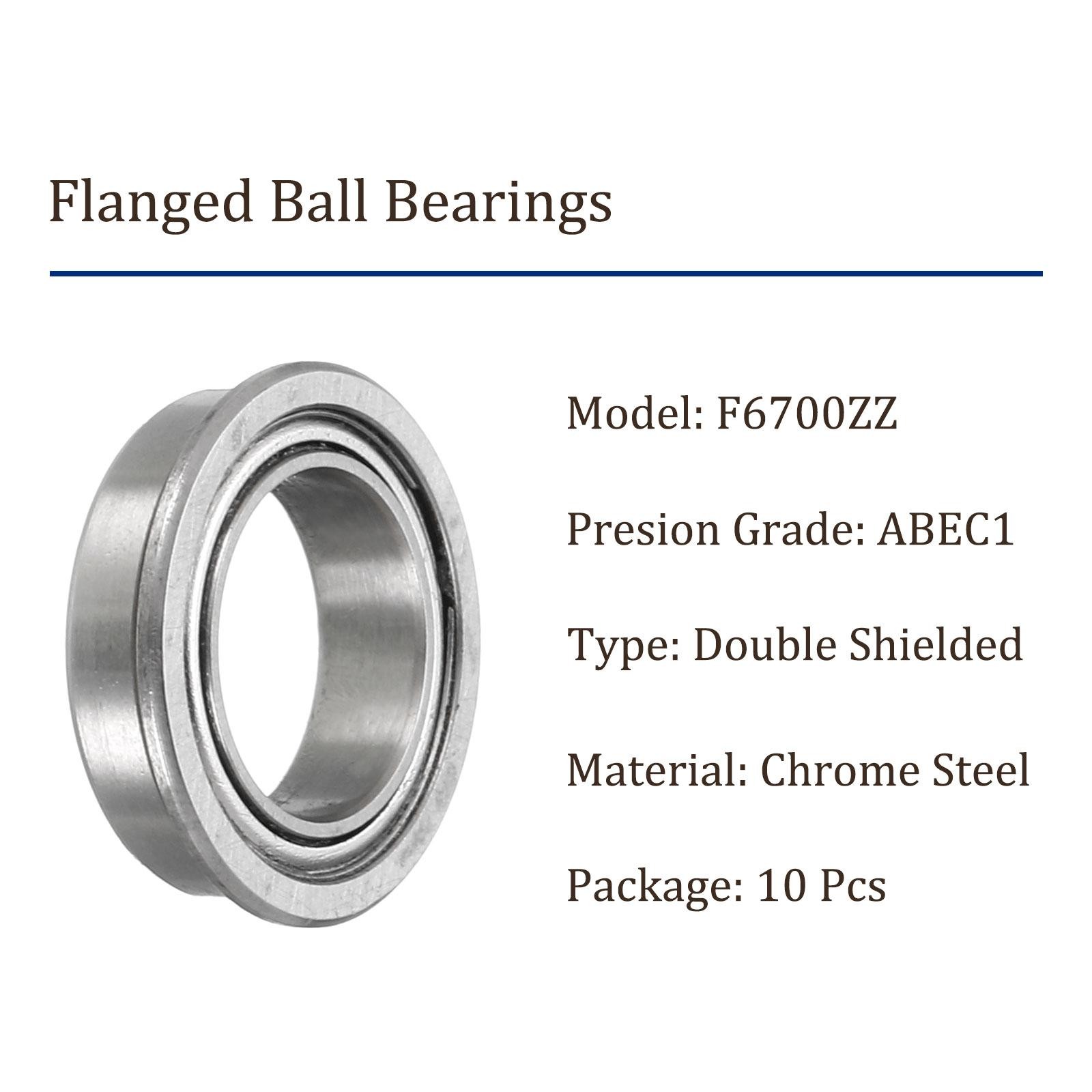 10pcs F6700ZZ 10x15x4mm Flanged Ball Bearing Replacement Wheel Bearings ABEC1