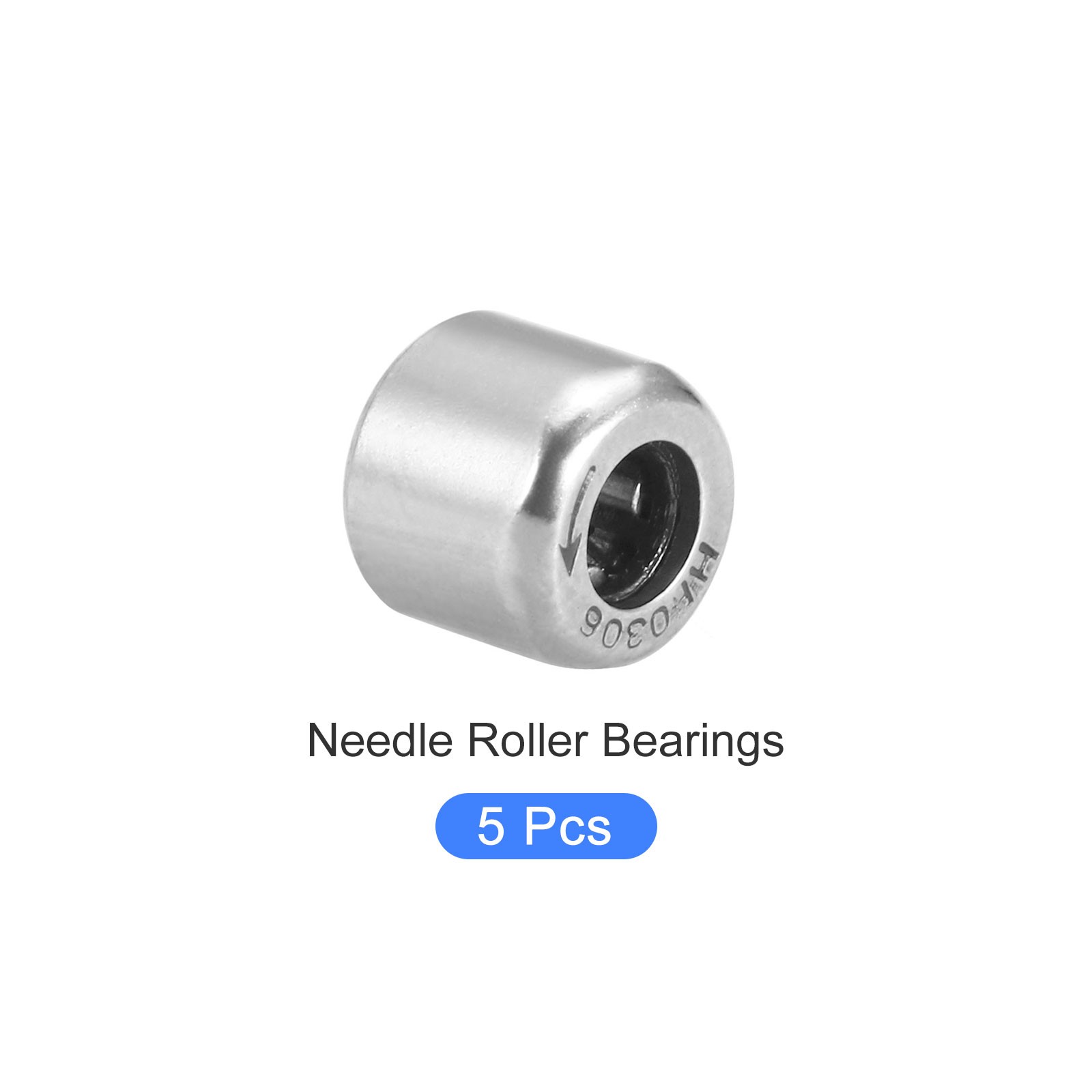 5Pack 3mmx6.5mmx6mm HF0306 Needle Roller Chromium Steel Open End Thrust Bearings