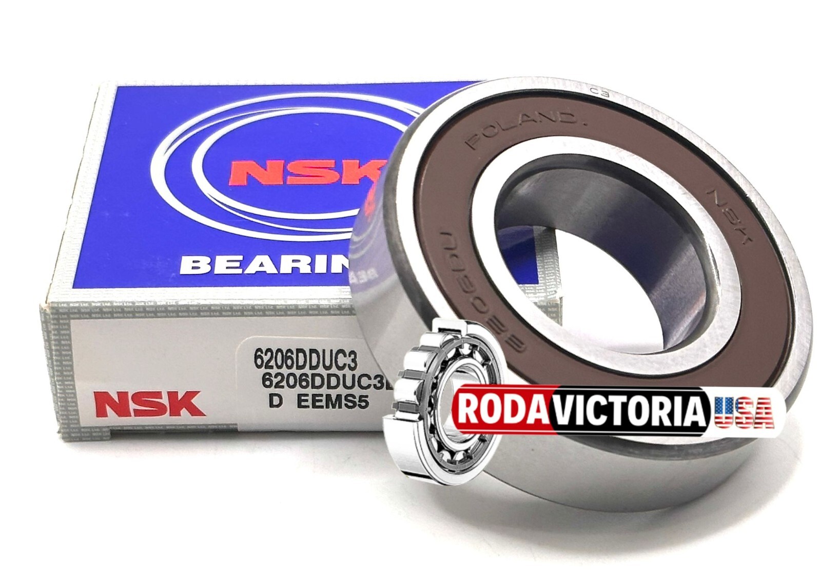 NSK 6206VVC3 BEARING RUBBER SEALS 30x62x16 mm 6206 VV C3 6206 2RS RS =SKF