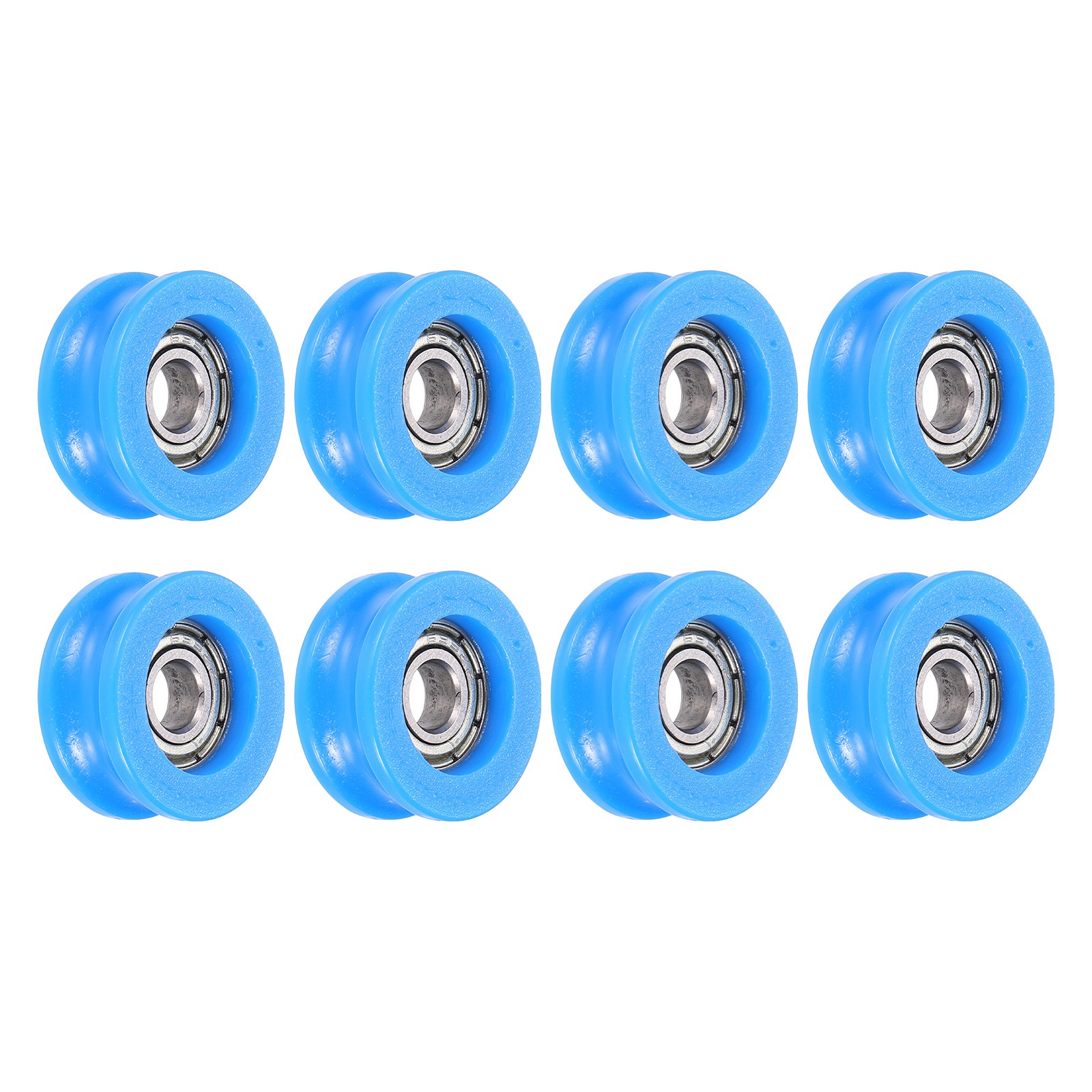8Pcs Groove Nylon Plastic Guide Bearing 5×8.5x19mm Pulley Roller(Blue)