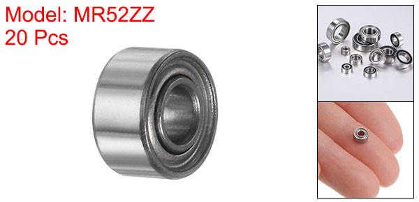 20pcs MR52ZZ Bearings 2x5x2.5mm Chrome Steel Mini Bearing, Double Shielded ABEC3