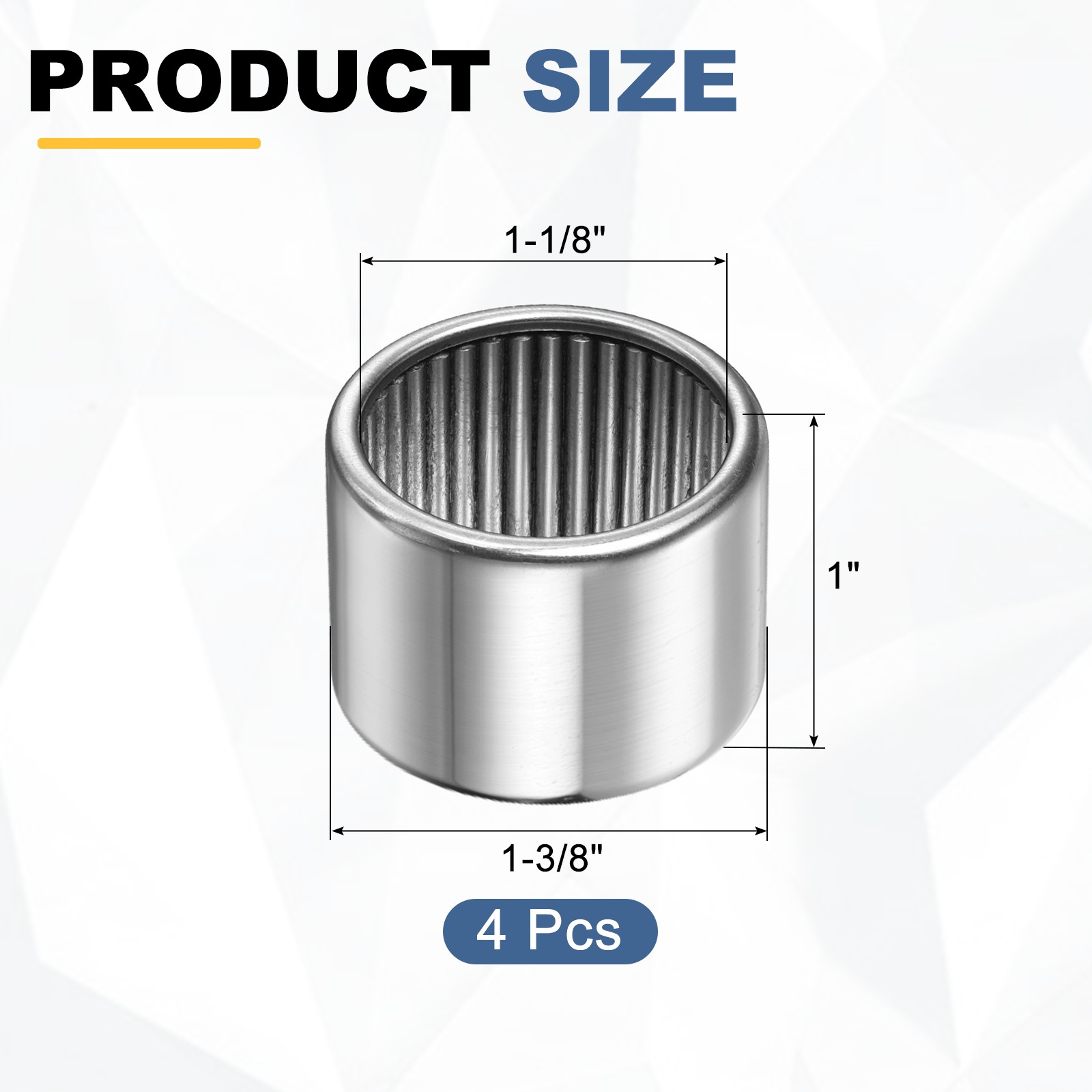 4pcs B1816 Needle Roller Bearings 1-1/8″ x 1-3/8″ x 1″ Chrome Steel Open End