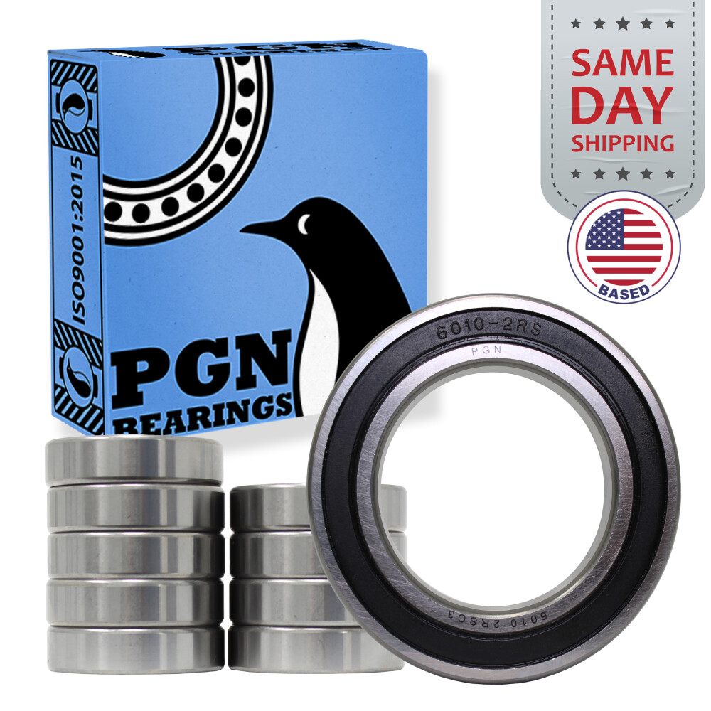 (10) 6010-2RS Premium Rubber Seal Ball Bearing C3 EMQ, 50x80x16, 6010 2RS 6010rs