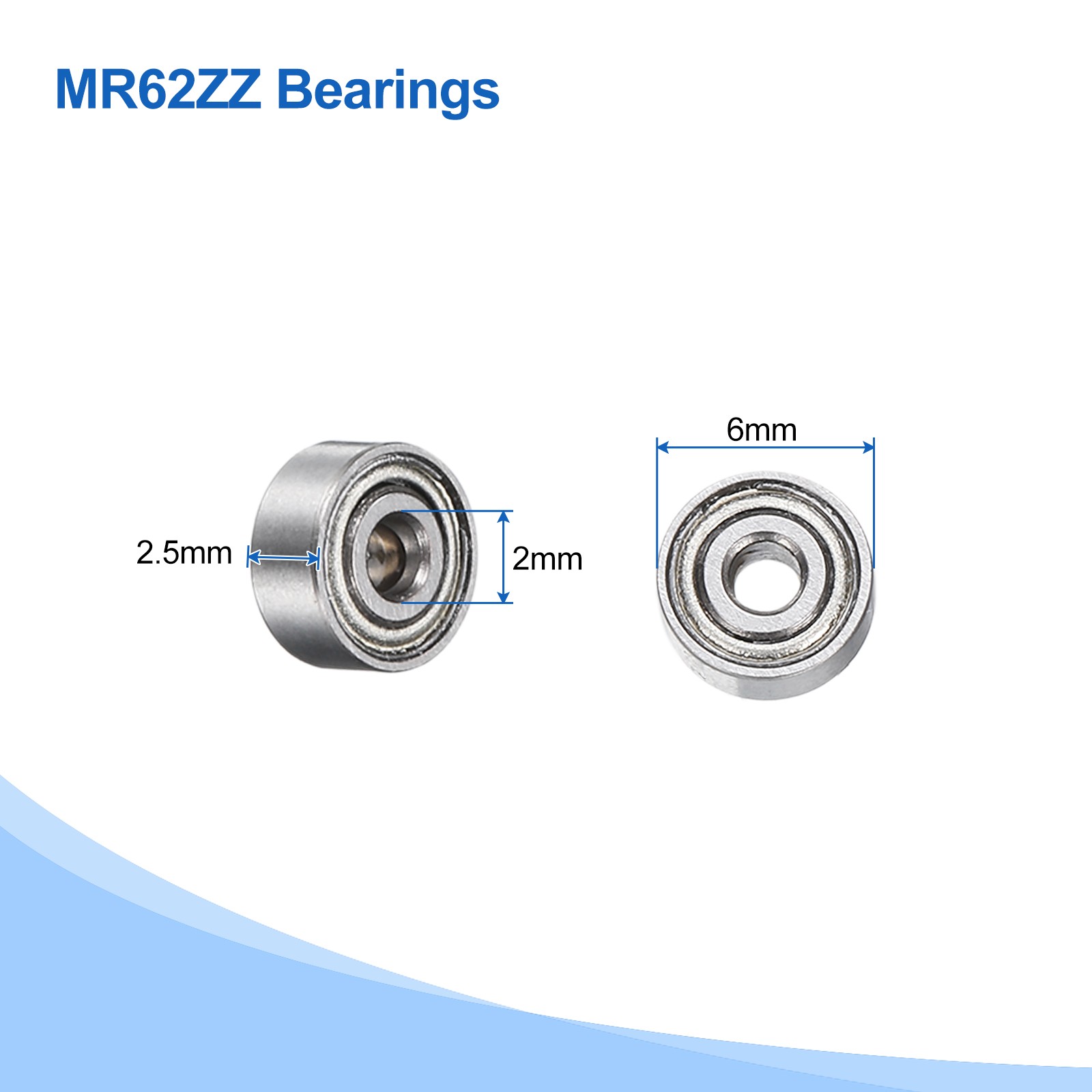 10pcs bearings MR62ZZ 2x6x2.5mm chrome steel for ABEC5 double shielding