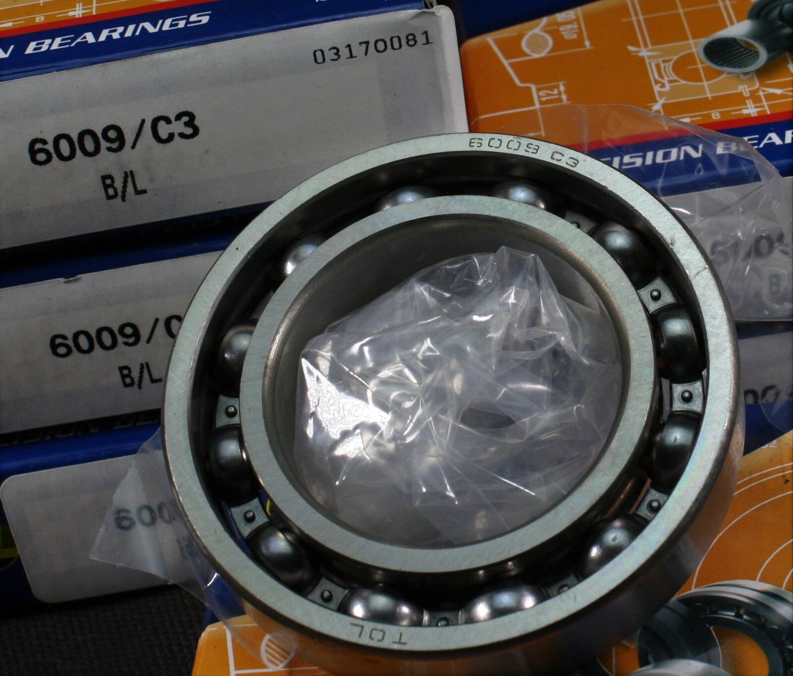 One (1) BL Bearings Limited 6009 /C3 Deep Groove Bearing 45MM Bore China NEW