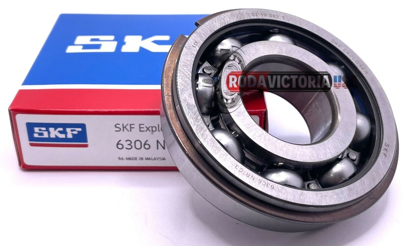 SKF 6306NR/C3 DEEP GROOVE BALL BEARING, OPEN, NO SEALS+SNAP RING 30x72x19mm