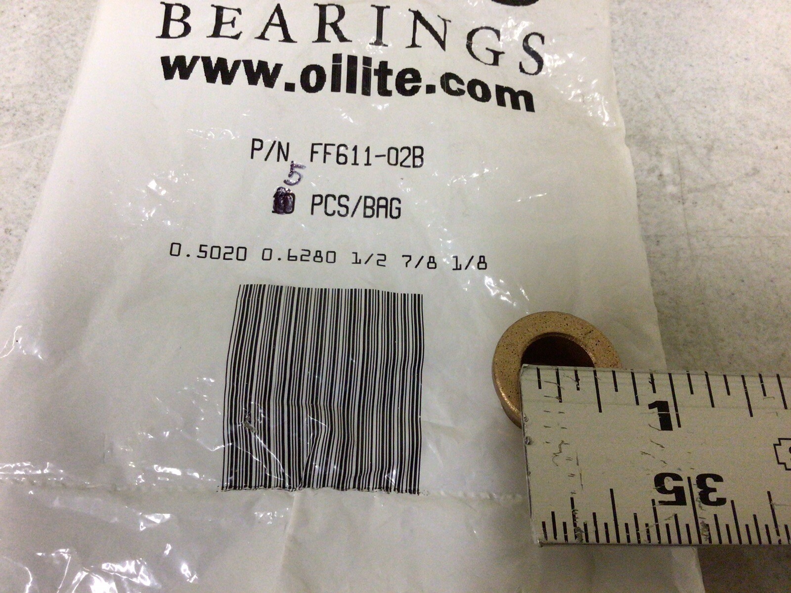 NEW, ( LOT OF 15 ) OILITE BEARINGS FF611-02B FLANGED SLEEVE BEARINGS 1/2 IN BORE
