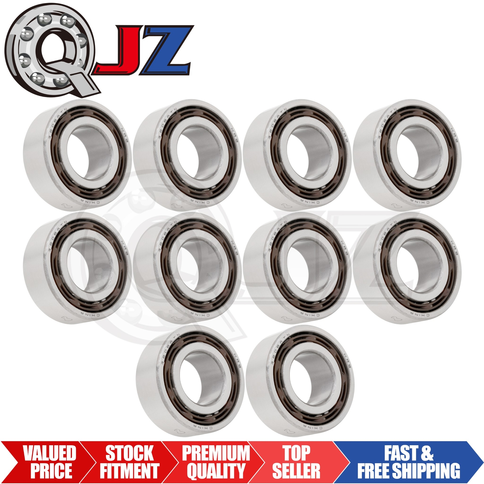 [Qty.10] 3206-OPEN C3 Angular Contact Ball Bearing [30mm Bore x 62mm x 23.8mm]