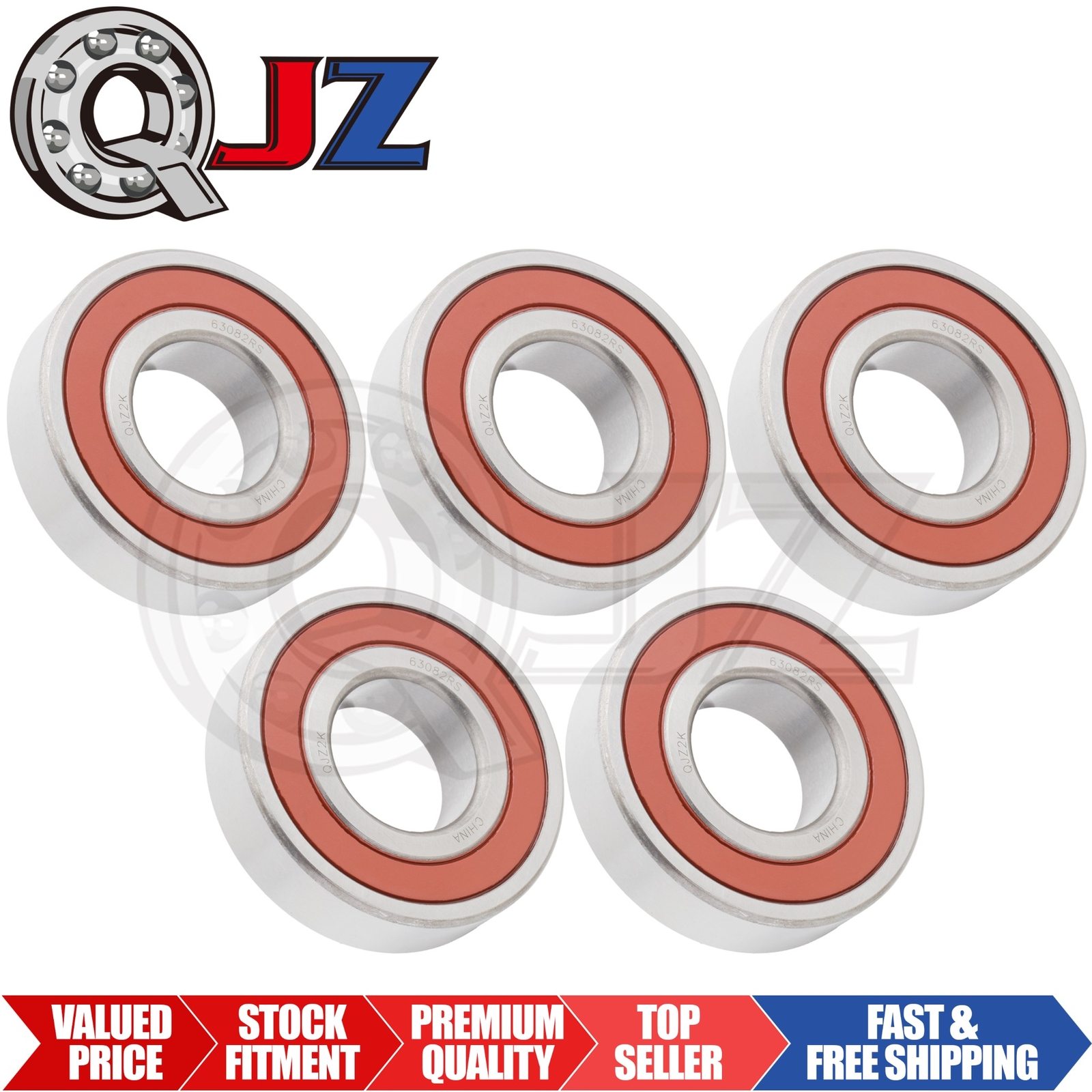 [Qty.5] 6308-2RS Radial/Deep Groove Ball Bearing [40mm ID x 90mm OD x 23mm W]