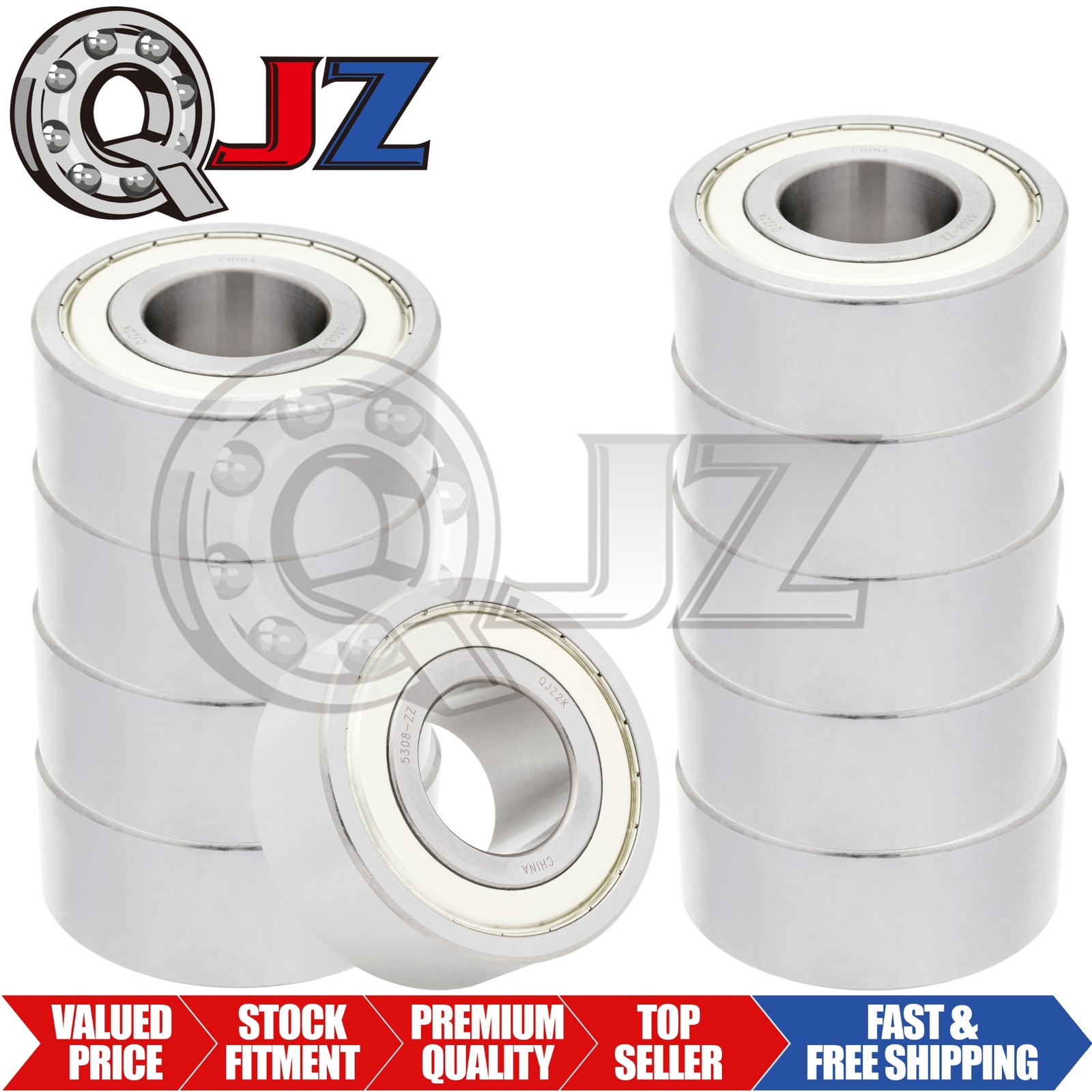 [Qty.10] 5308-ZZ Angular Contact Ball Bearing [40 mm ID x 90 mm OD x 36.5 mm W]