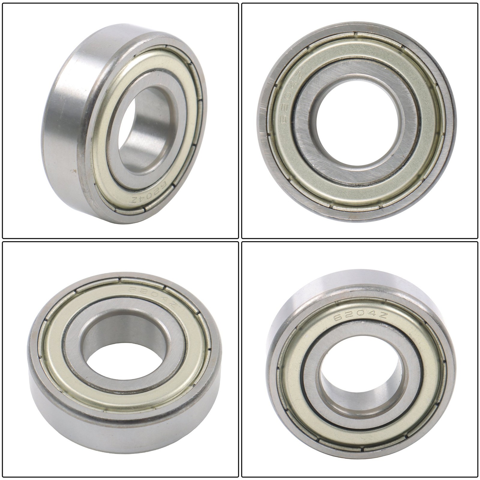 10Pcs 6204-ZZ Bearing 20×47×14mm Deep Groove Ball Bearing Double Metal Seals