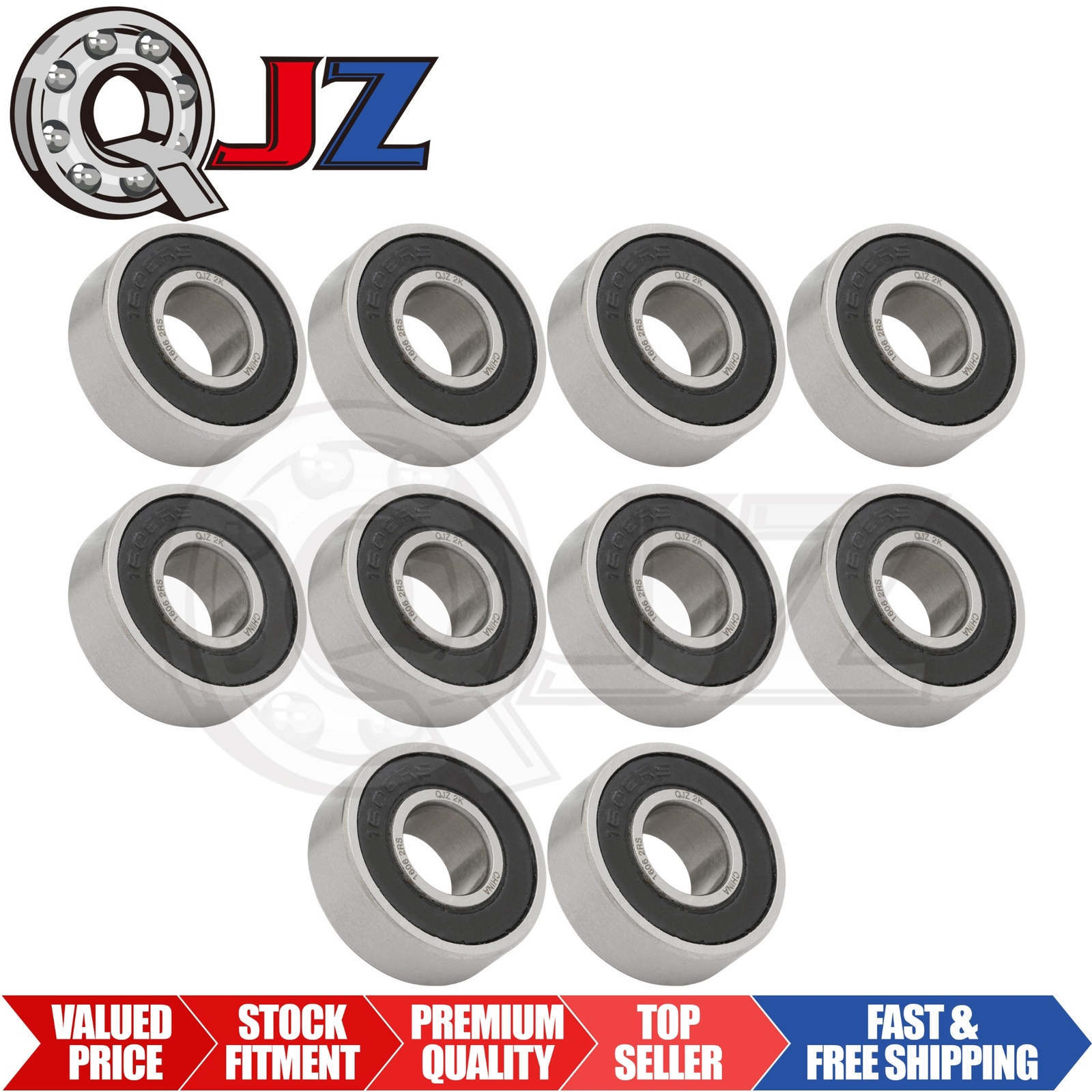 [Qty.10] 1606-2RS New Deep Groove/Radial Bearing [3/8″ ID x 29/32″ OD x 5/16″ W]