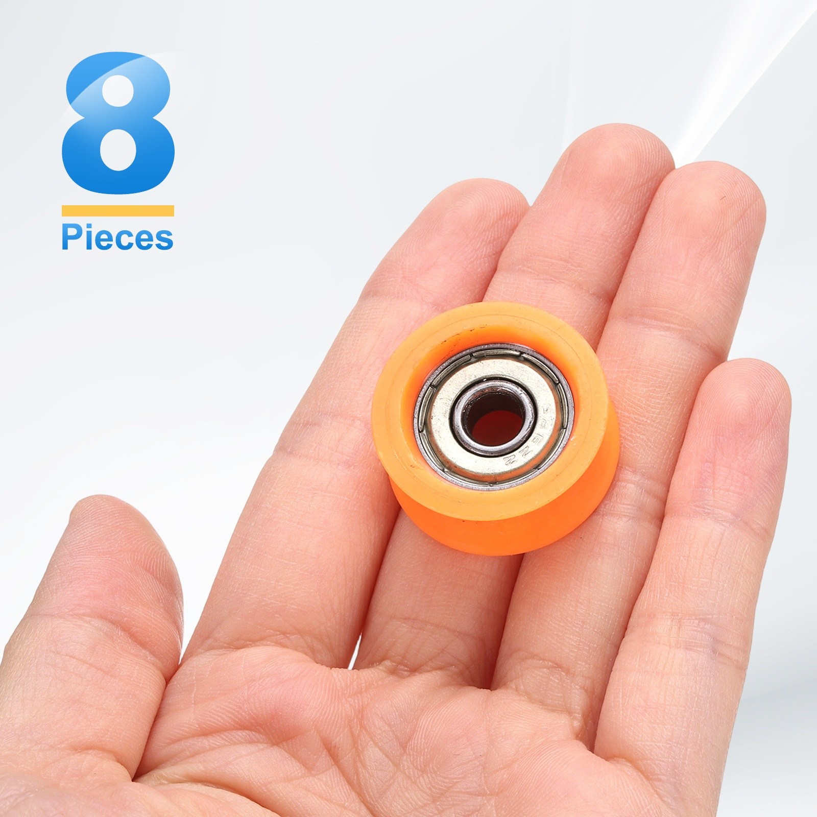 8 Pcs 6×26.2x11mm Orange U Type Groove Plastic Guide Bearing Roller Wheels