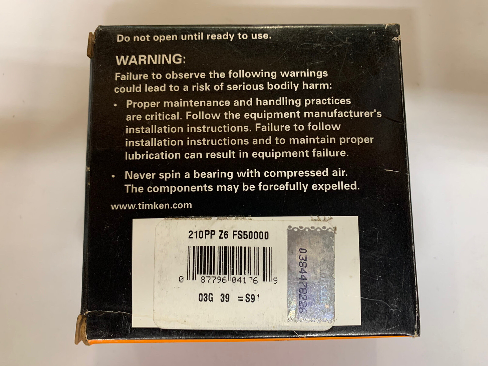 NEW Timkin 210PP Ball Bearing Double Sealed, No Snap Ring