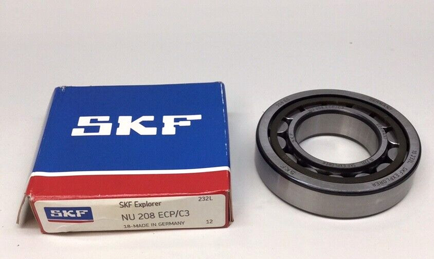 SKF NU 208 ECP-C3 Cylindrical Roller Bearing 40mm ID X 80mm OD X 18mm W
