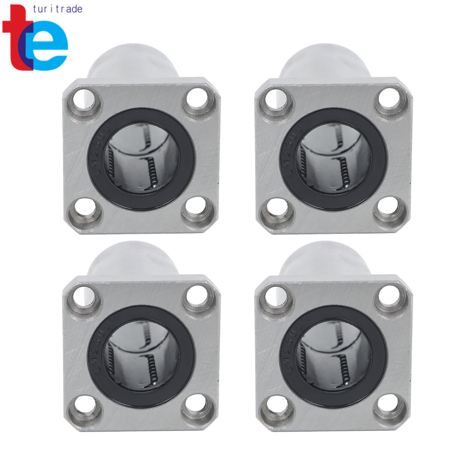 4 Pack Extra Long LMK20LUU Linear Bearings 4pcs 20mm Bore 32mm OD Steel Cage