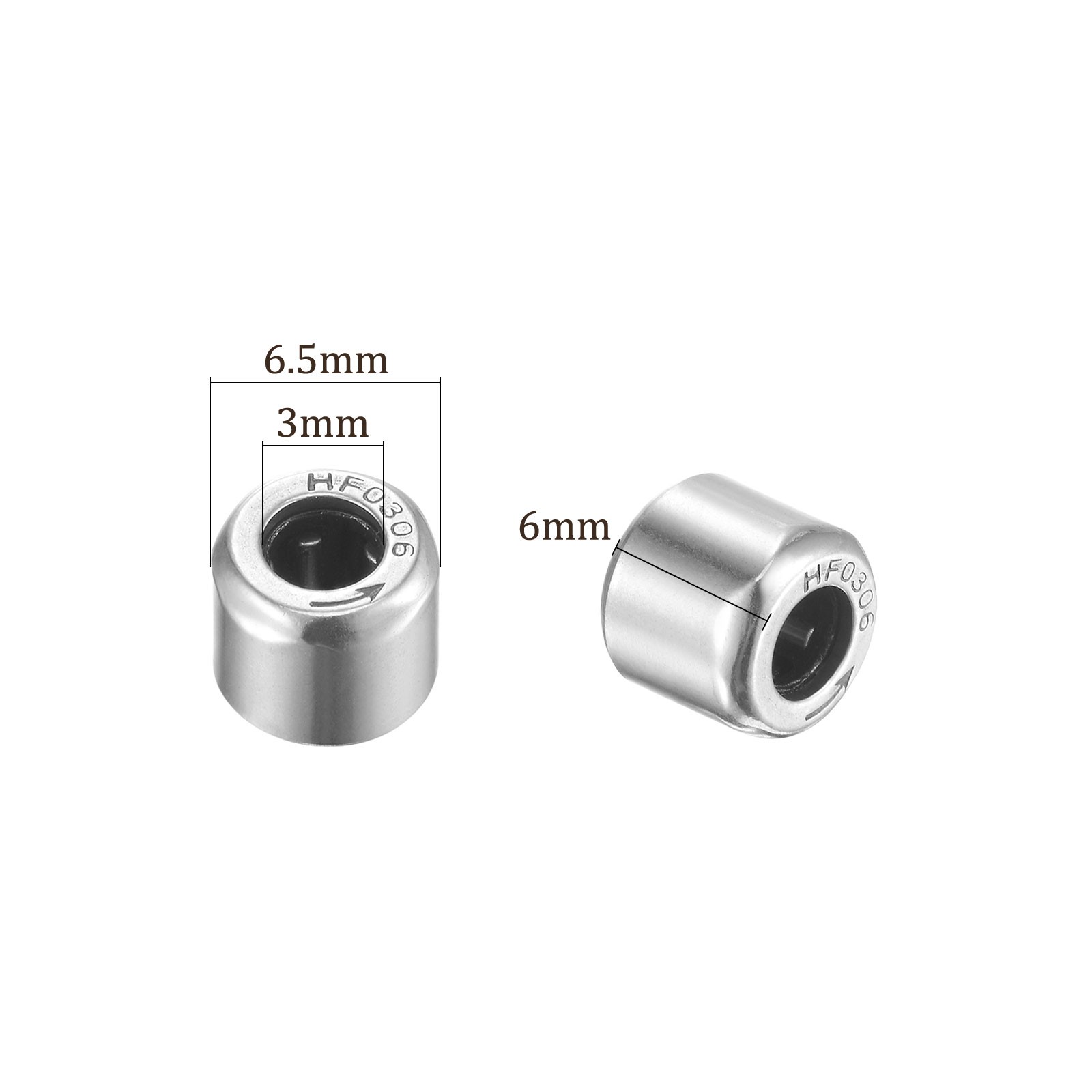2pcs HF0306 Needle Roller Bearings – [3mmx6.5mmx6mm] One Way Clutch