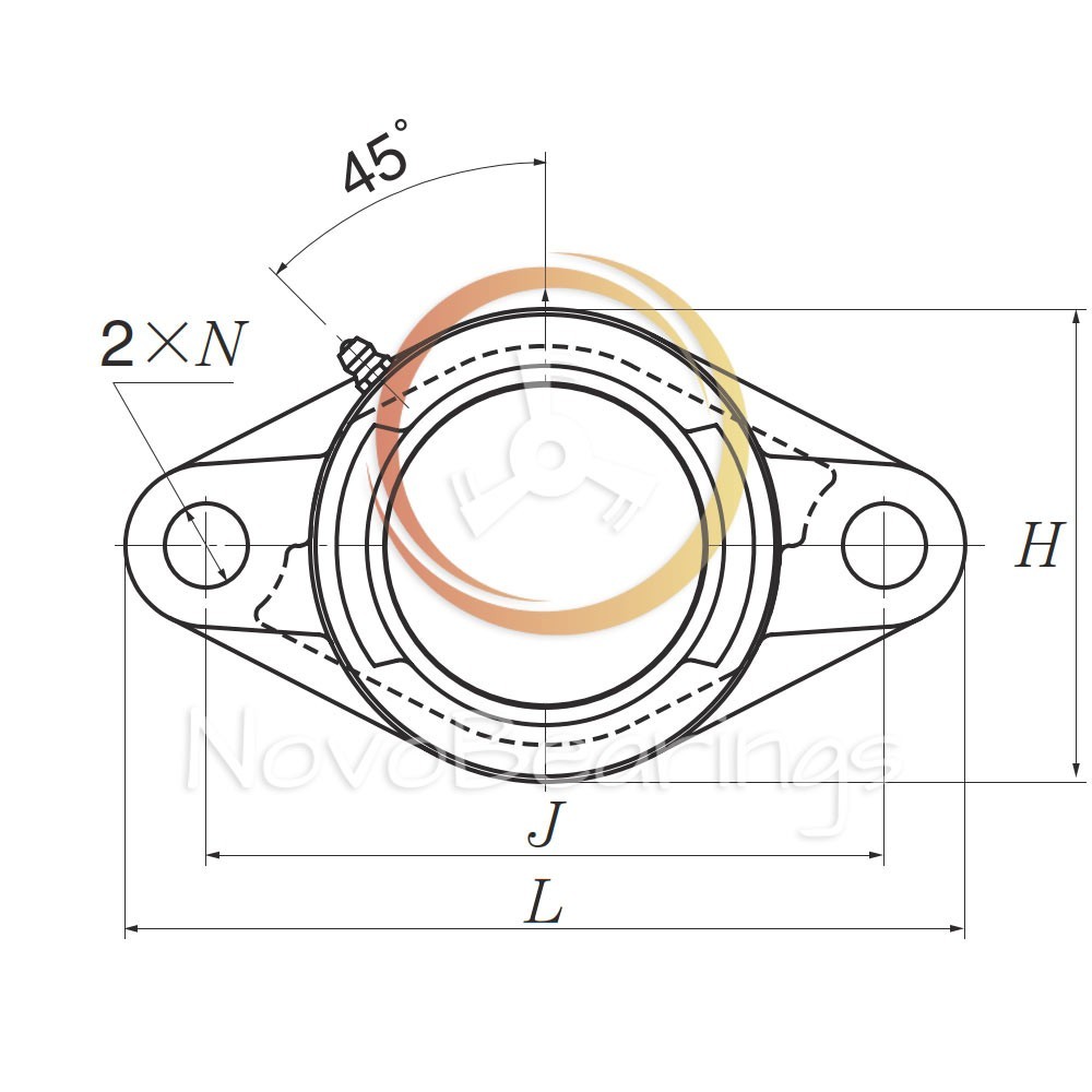 FL207 2-bolt Flanged Oval Housing for xx207 insert ball bearings by SNR brand