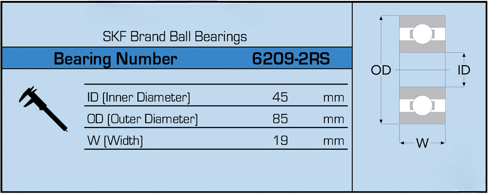 6209-2RS C3 SKF Brand Rubber Seal Ball Bearing 45x85x19 6209 2RS 6209RS