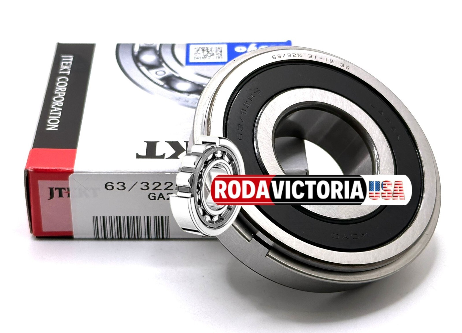 KOYO JAPAN 63/32 2RS NR BALL BEARING, RUBBER SEALED + SNAP RING 32x75x20mm