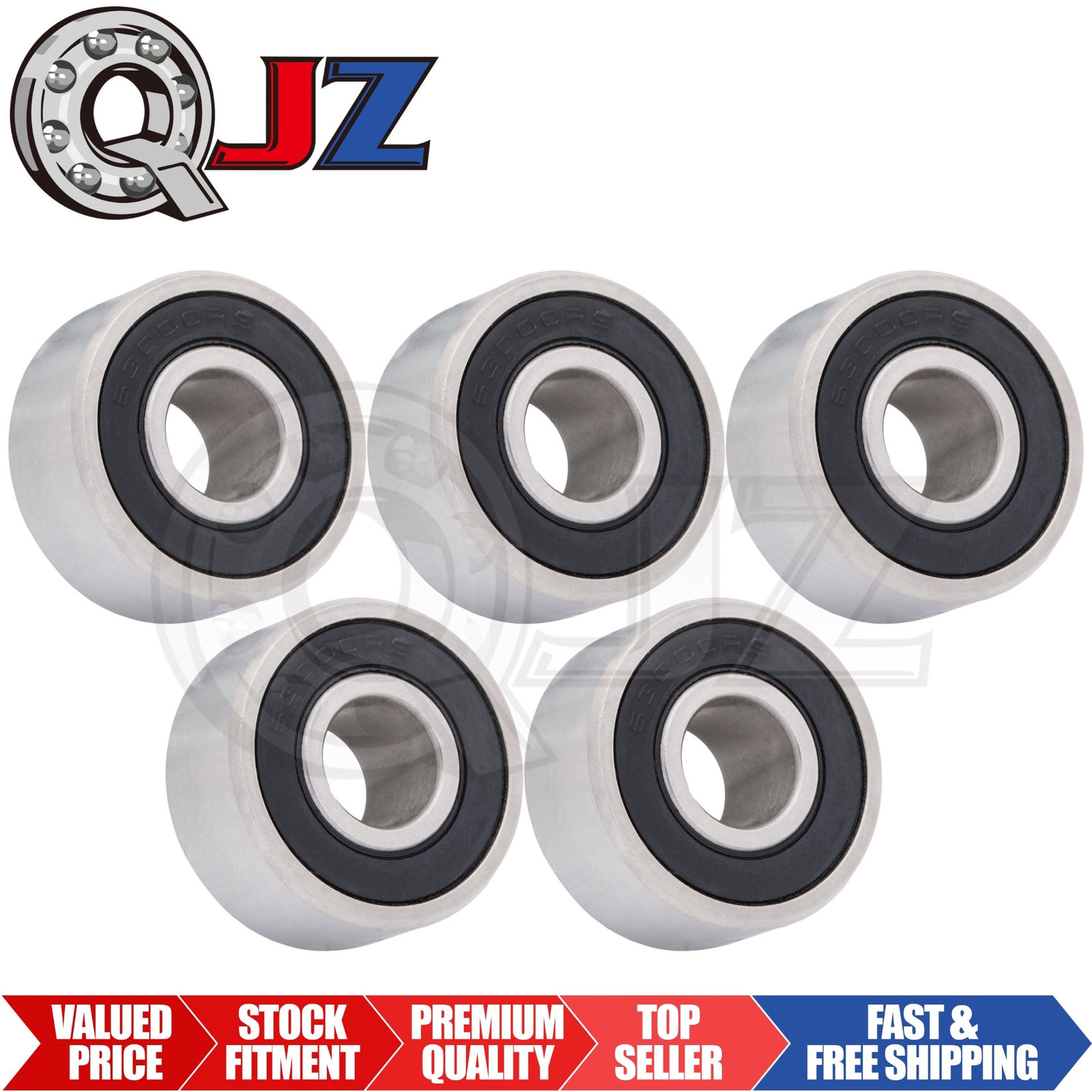 [5-Packs] New 63000-2RS Deep Groove Ball Bearing [10mm Bore x 26mm OD x 12mm W]