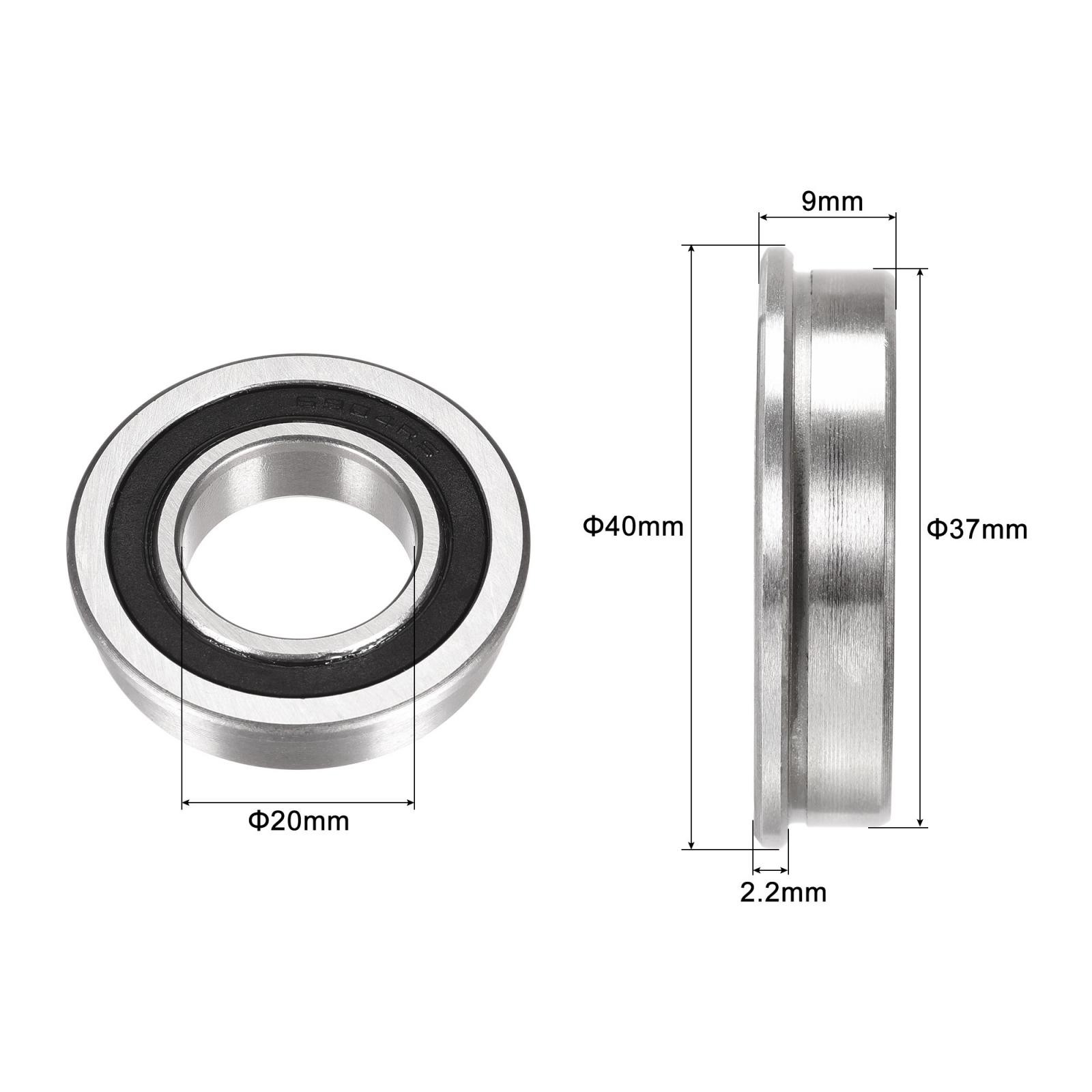 F6904-2RS Flange Ball Bearing 20x37x9mm Double Sealed Chrome Steel Bearing 2pcs