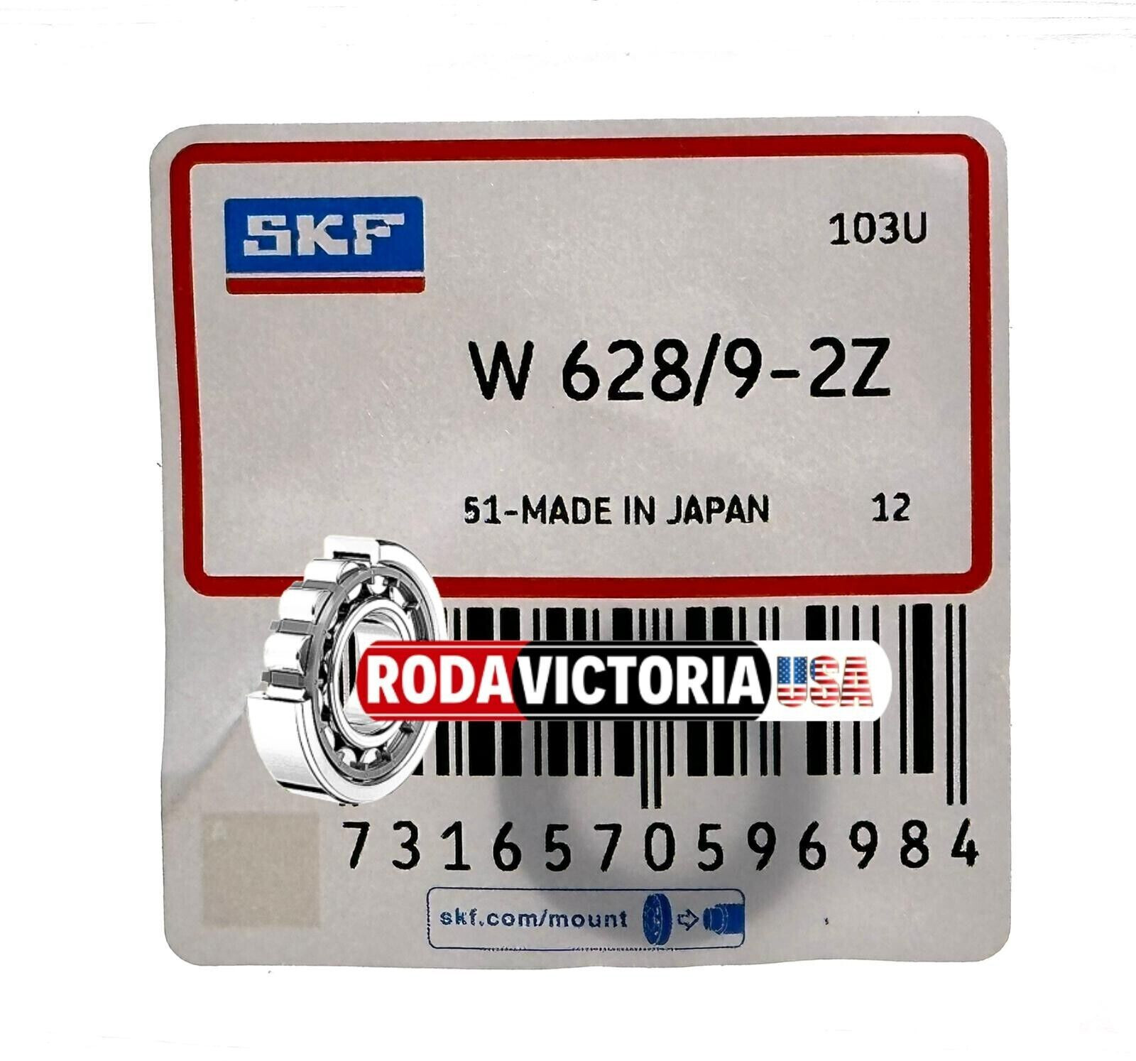 SKF W628/9 ZZ DEEP GROOVE BALL BEARING, METAL SHIELDED 9x17x5mm 689ZZ