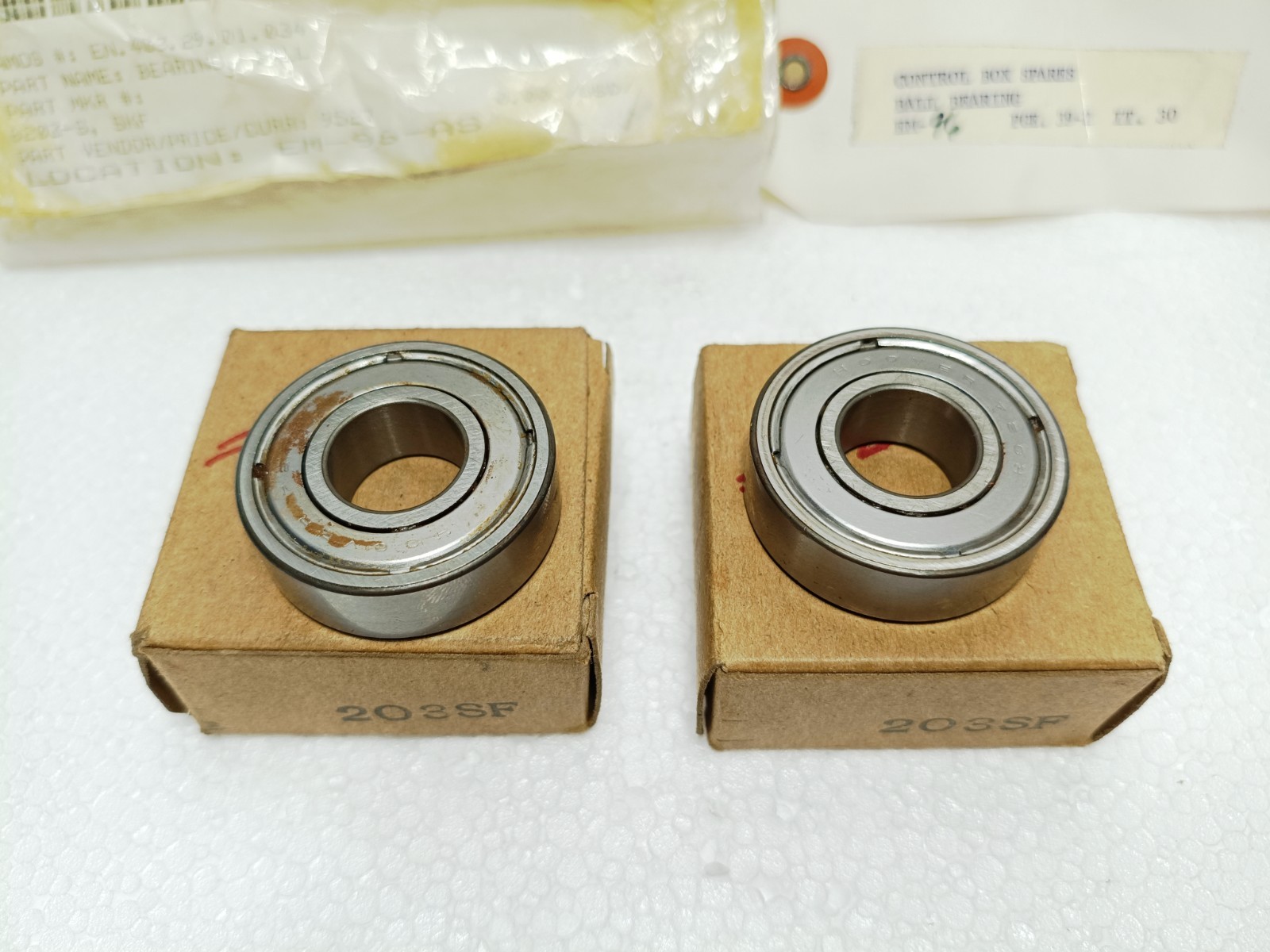 SKF HOOVER 6203-S (203SF) Single Row Ball Bearing 17x40x12mm Lot of 2 NEW