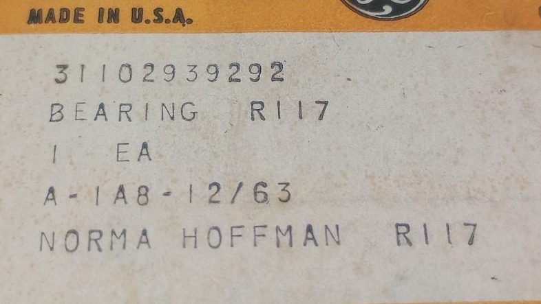 Norma Hoffmann R117 Cylindrical Roller Bearing 17X40X12mm R-117