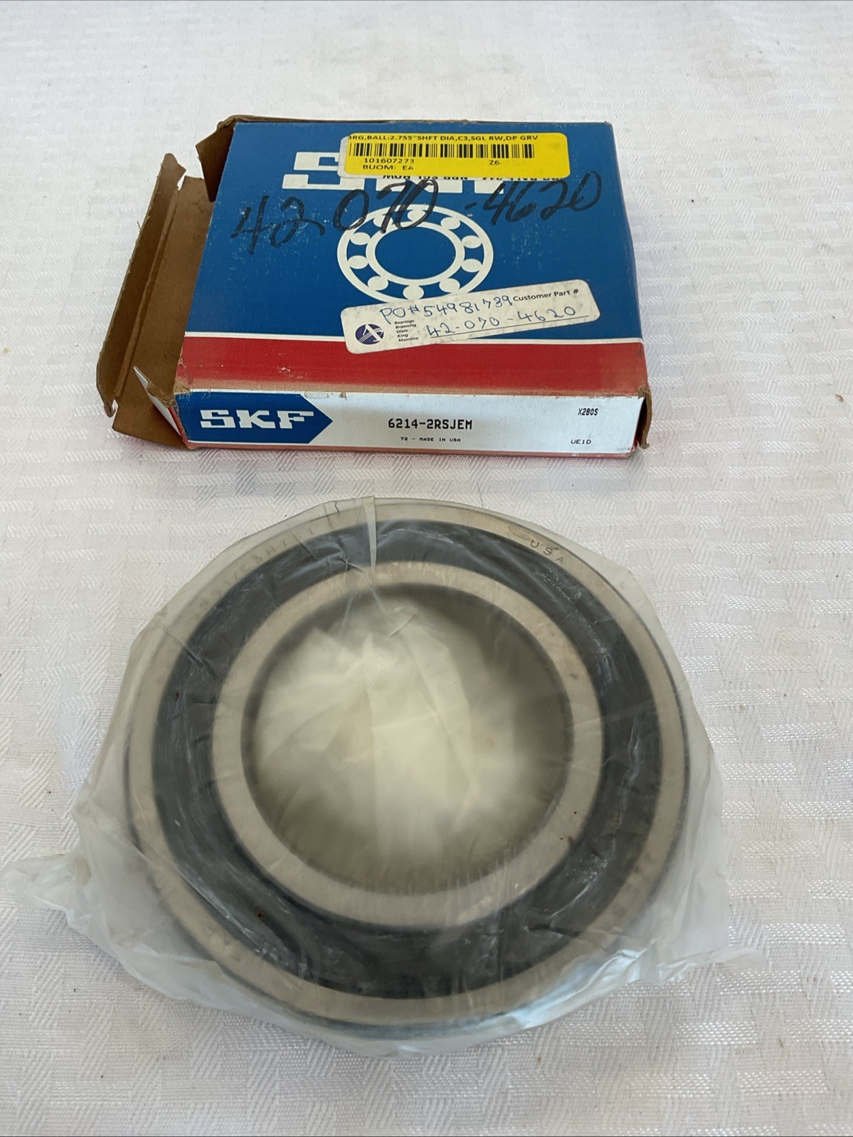 6214 2RSJEM – SKF – SINGLE ROW BALL BRGS – NEW!