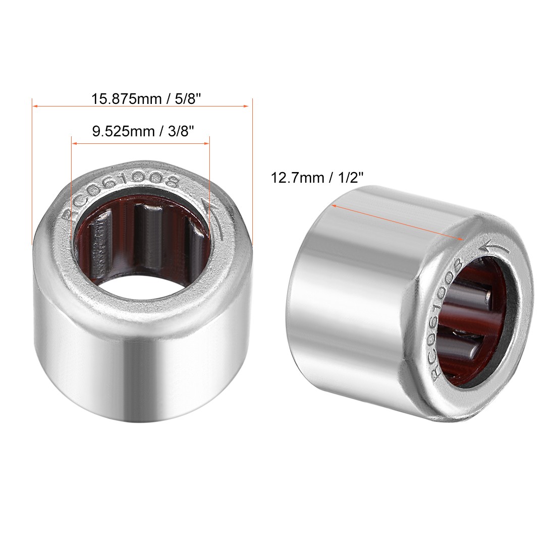 5pcs RC061008 Needle Roller Bearings 3/8″ x 5/8″ x 1/2″ One Way Clutch Bearings