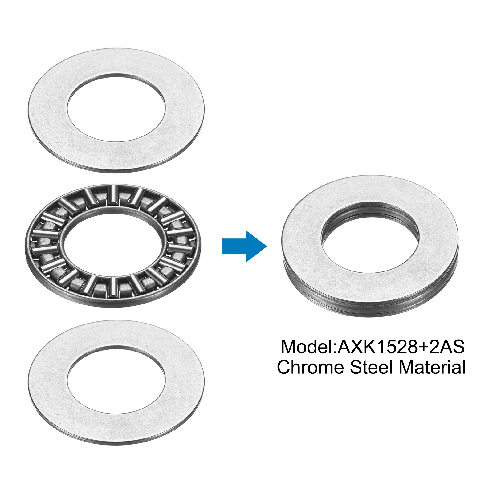 4 Sets AXK1528+2AS Thrust Needle Roller Bearings 15x28x4mm, P5 (ABEC 5)